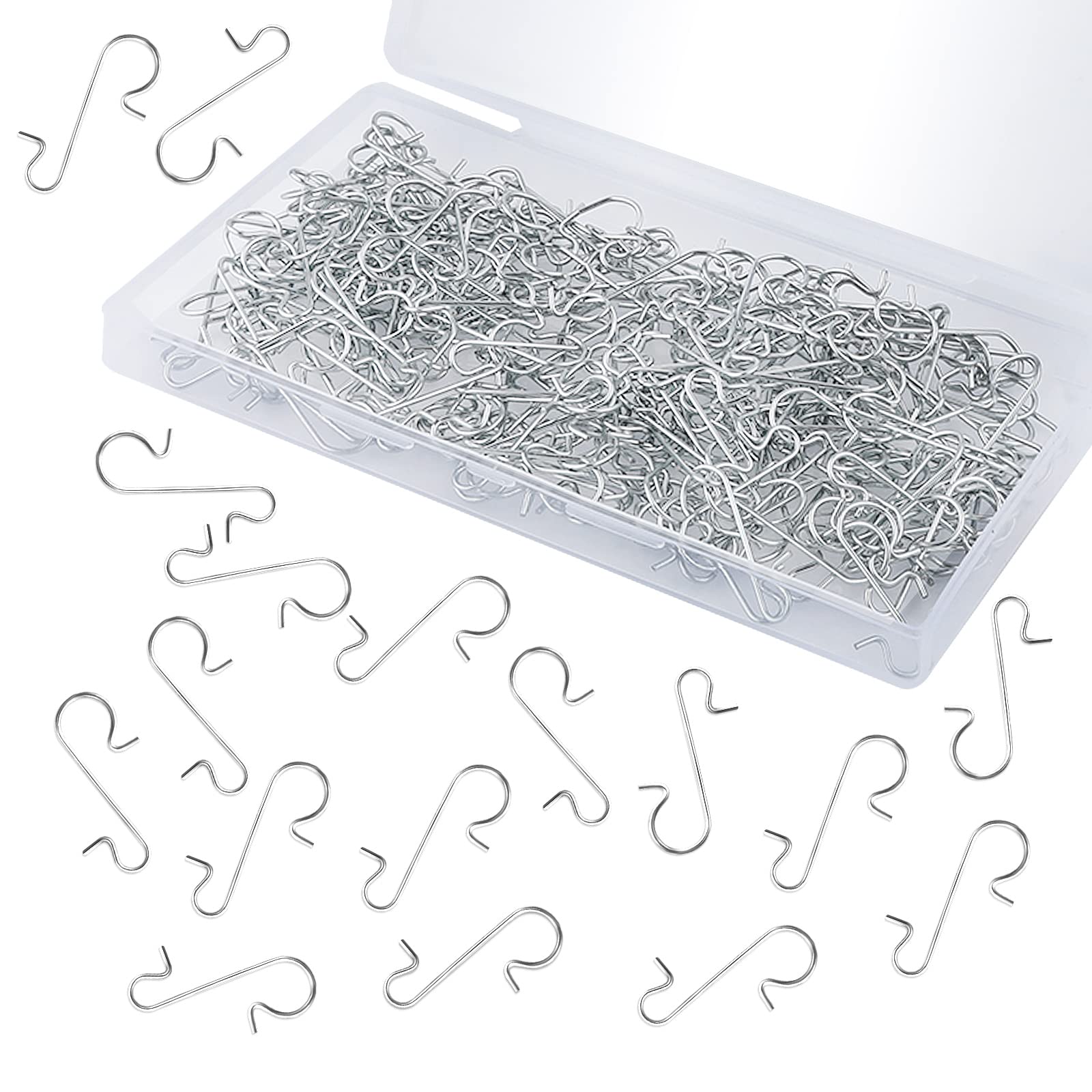 LUTER 200pcs Silver Christmas S Hooks - Durable Metal Ornament Hangers with Storage Box for Xmas Tree Decorations, Holiday Party & Home Festival Decor - Perfect for Hanging Ornaments, Lights & DIY Crafts