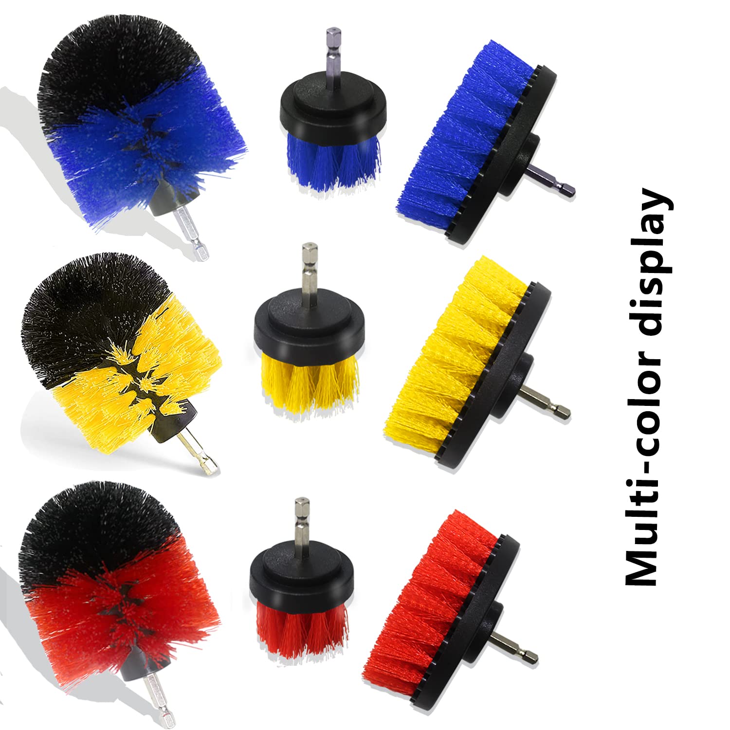 3 Pack Drill Brush Set - Power Scrubber Brush Attachment for Drill, Heavy Duty Cleaning Brush Kit for Bathroom, Car, Rug, Floor, Tub, Shower, Tile & Kitchen - Perfect for Deep Cleaning Grout, Stains & Hard to Reach Corners (Blue)