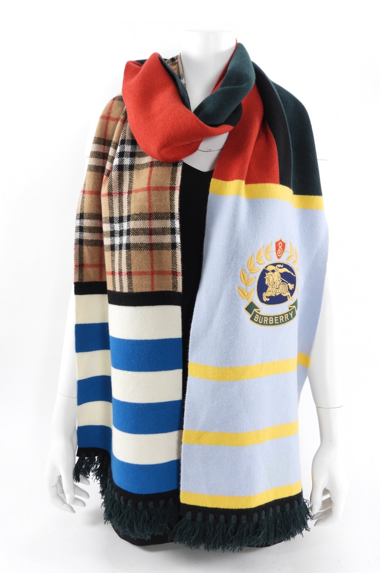 Burberry 2019 Limited Edition Cashmere Patch Football Scarf - Luxury Winter Accessory for Men & Women - Perfect for Football Games, Cold Weather & Fashion Statements