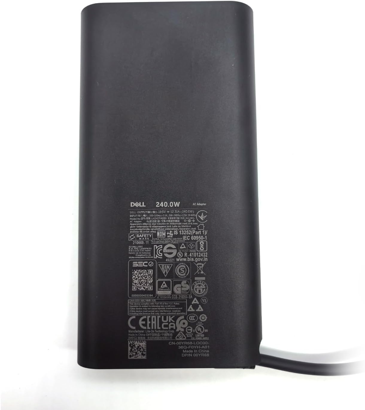 Dell Laptop Charger 240W GAN AC Power Adapter with 7.4mm Barrel Tip - Compatible with Alienware M16 R2, X16, M15 R7, X15 R2, X17 R2 & Precision 7670, 7770, 7680, 7780 Laptops - Fast Charging Black Power Supply (HA240PM200) - Perfect for Gaming, Work & Travel