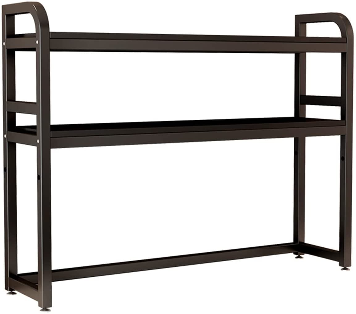 2 Tier Wood and Metal Countertop Bookshelf - Adjustable Storage Organizer for Computer Desk, Dorm, Office & Home - 41.3 Inch Multi-Purpose Display Shelf for Books, Decor & Essentials (105cm) - Perfect for Small Spaces, Workstations & Room Organization