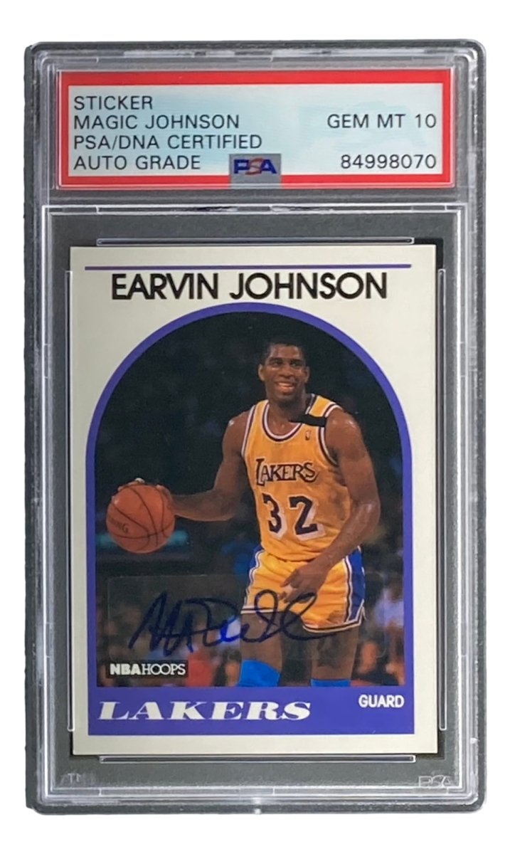Magic Johnson Signed 1989 LA Lakers NBA Hoops #270 Trading Card PSA/DNA Gem MT 10 - Authentic Collectible for Basketball Fans & Sports Memorabilia Enthusiasts