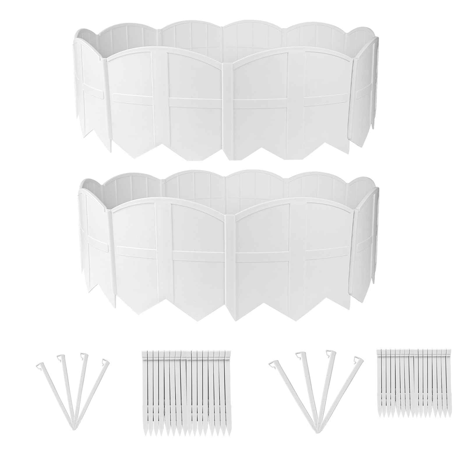 30Ft Garden Edging Border - Heavy Duty Landscape Edging Kit with 30Pcs Stakes - White Lawn Edging for Flower Beds, Yard & Landscaping - Perfect for Garden Borders, Pathways & Outdoor Decor