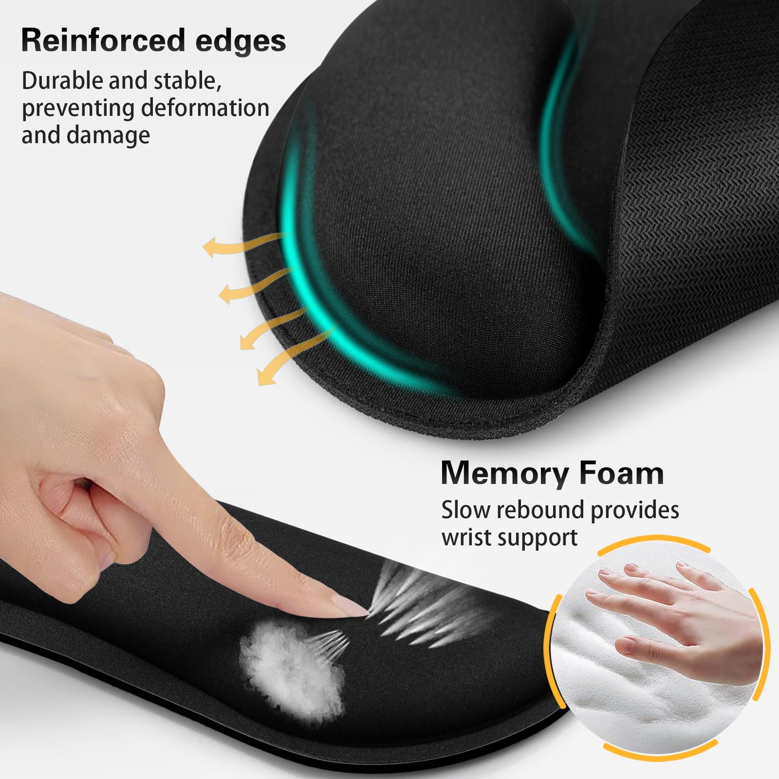 Qomolama 3-in-1 Ergonomic Mouse Pad with Wrist Rest & Anti-Skid Base - Memory Foam Gaming Mouse Pad Set with Gel Keyboard Wrist Support for Office, Gaming & Computer Workstations