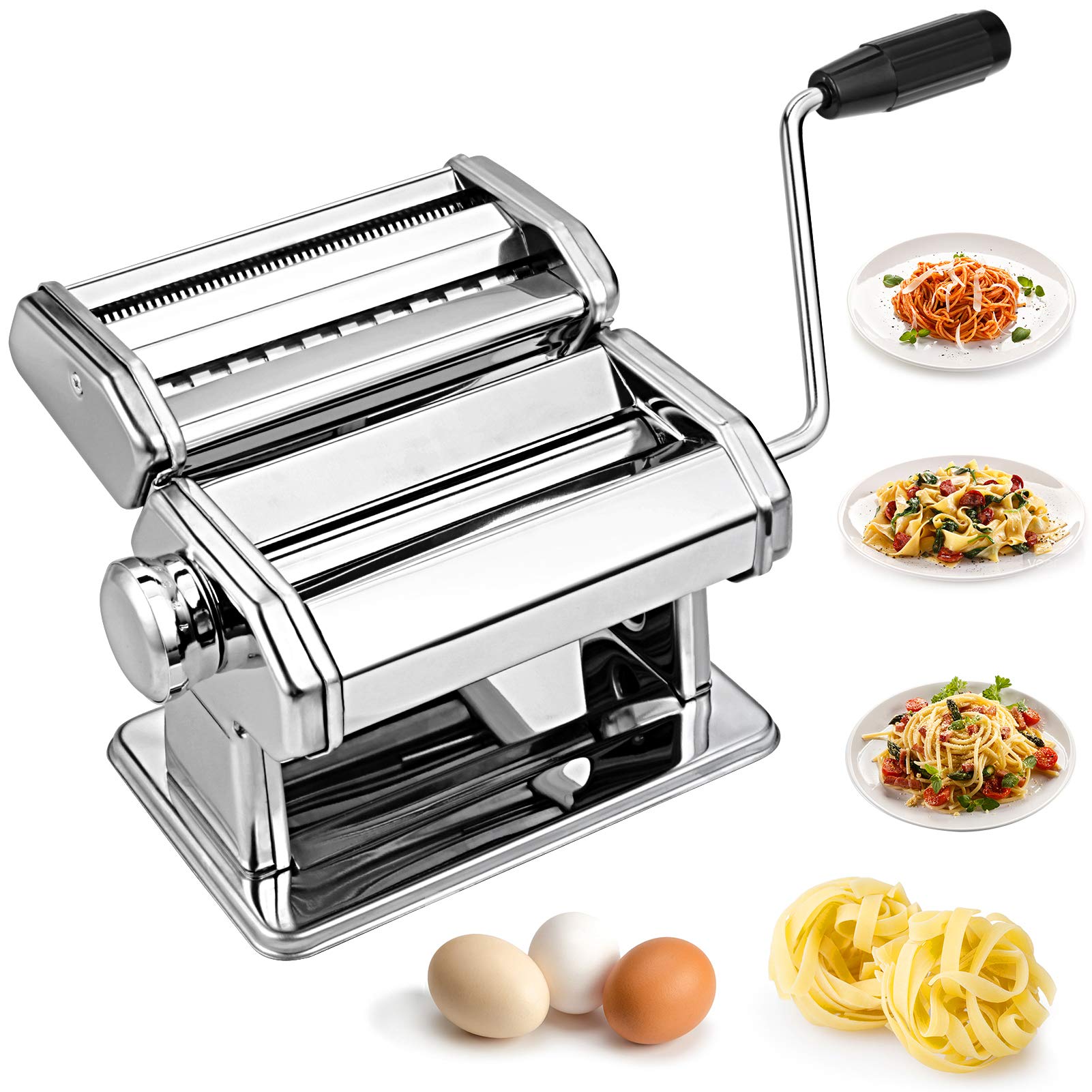 Devo Stainless Steel Manual Pasta Maker Machine - 7 Adjustable Thickness Settings for Homemade Spaghetti, Fettuccine & Lasagna | Perfect for Italian Cuisine, Family Cooking & Restaurant Use
