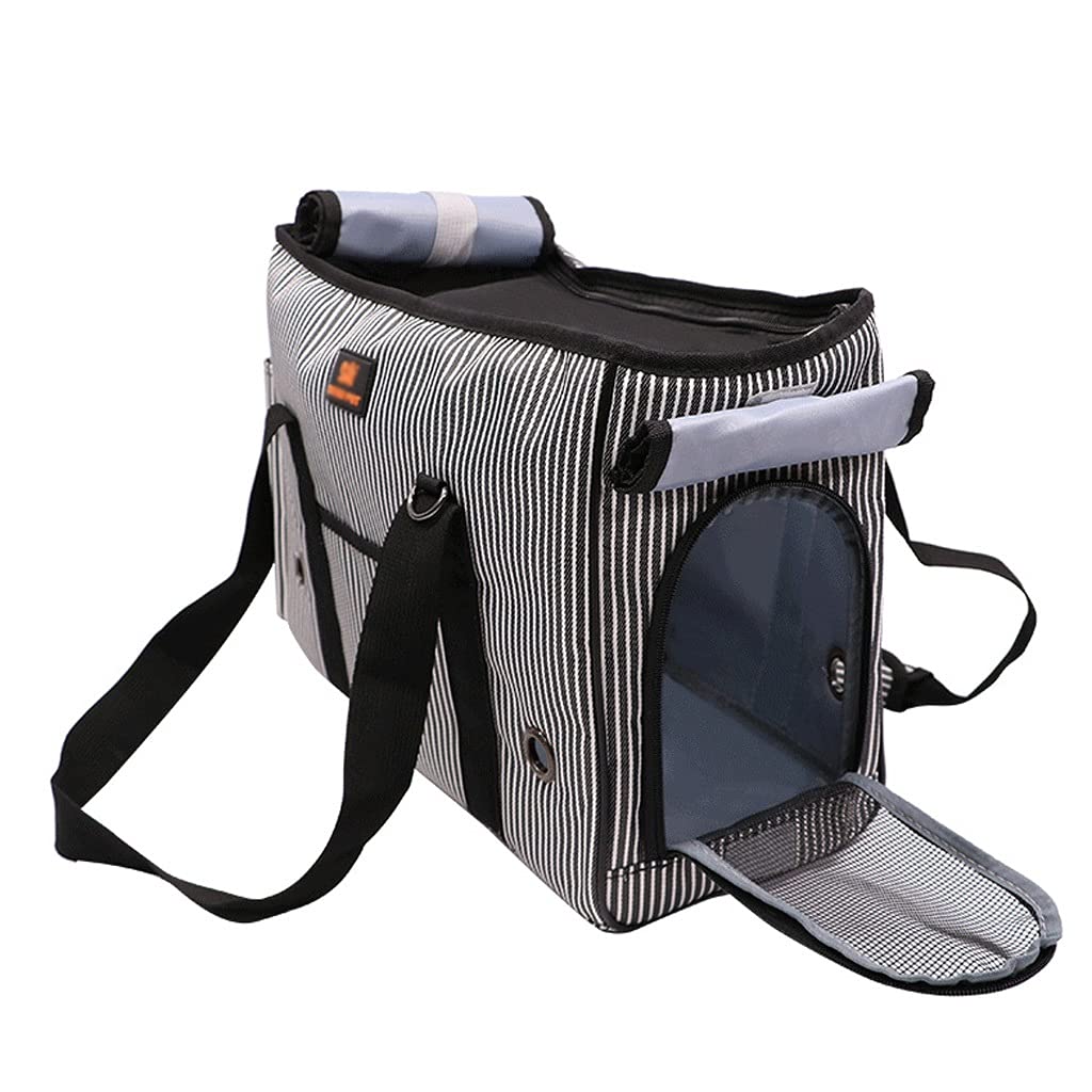 JLYFPT Airline Approved Pet Carrier - Portable Ventilated Striped Cat Travel Bag for Airplane, Car & Train - Shoulder-Mounted Pet Transport Carrier with Breathable Design - Perfect for Vet Visits, Daily Commutes & Family Trips