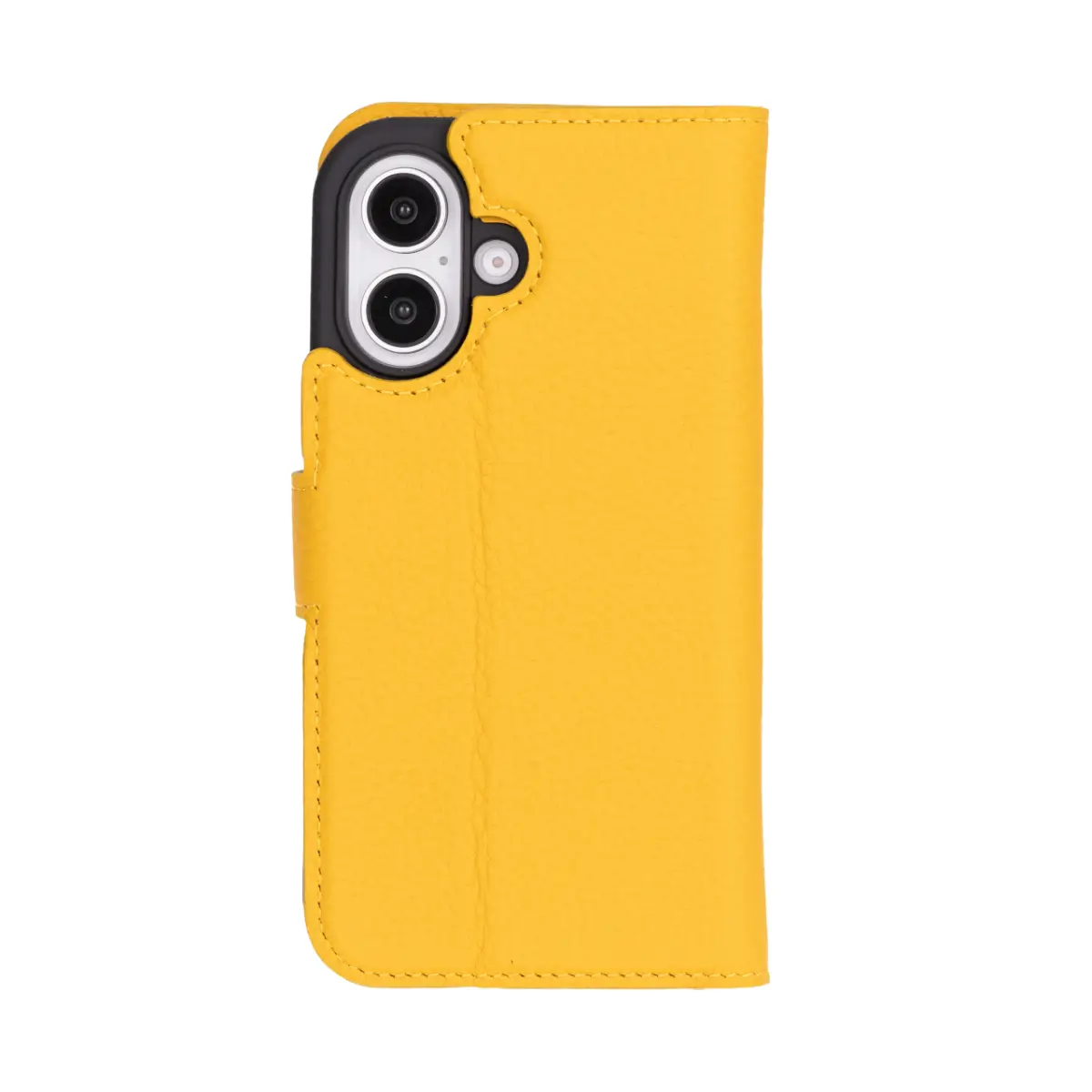 Premium Yellow Leather Wallet Case for iPhone 16 (6.1