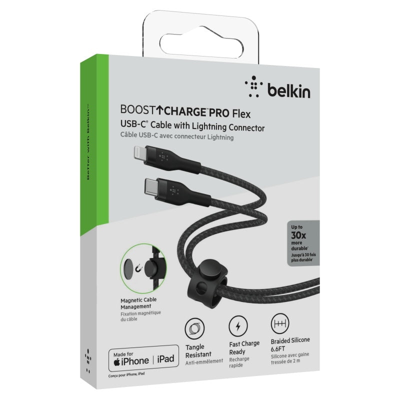 Belkin Pro Flex USB C to Lightning Cable 2M (6.6ft) - Durable Fast Charging Cord for iPhone, iPad - Perfect for Home, Office & Travel