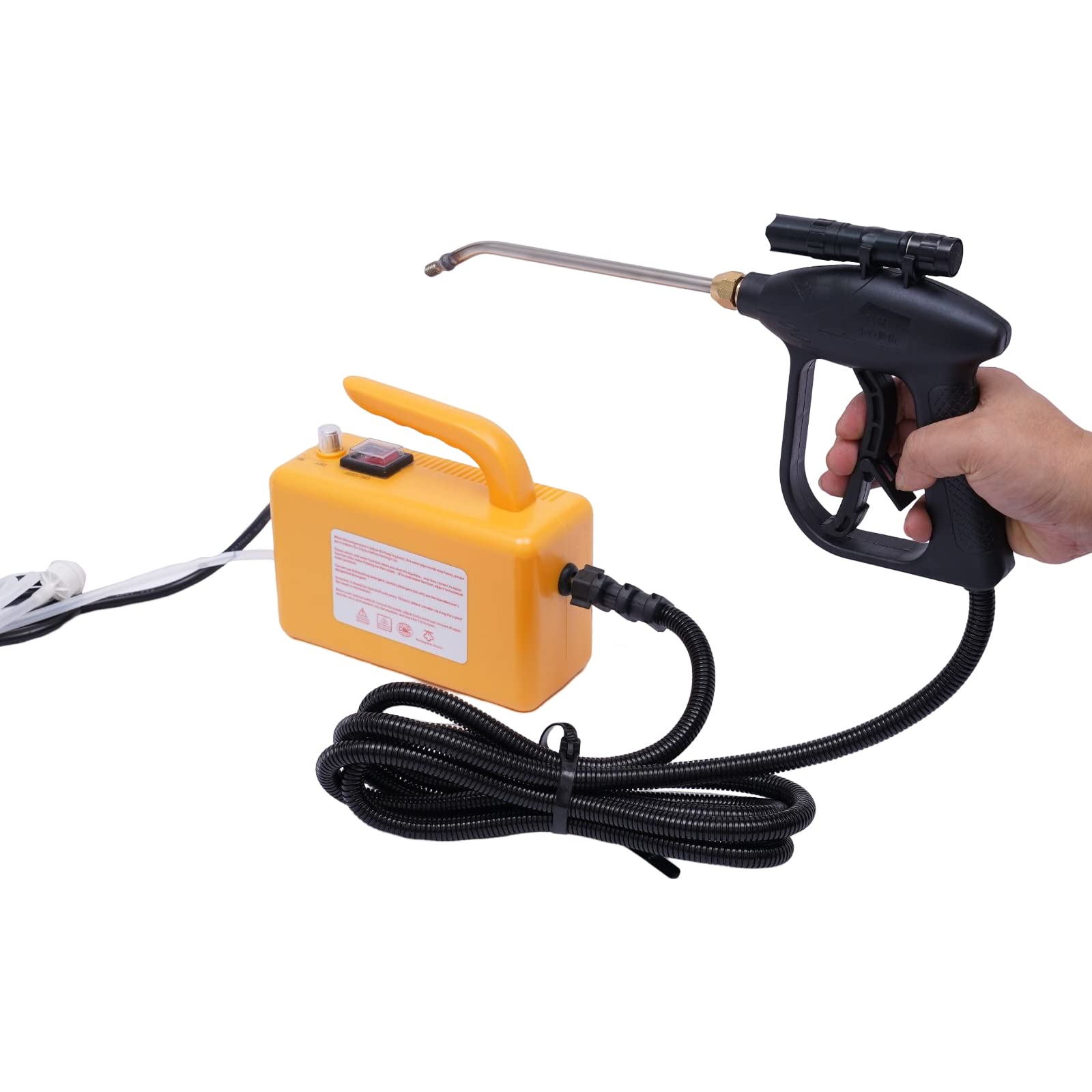 1600W 110V Handheld Steam Cleaner - High Pressure & High Temperature Multi-Purpose Portable Steamer for Kitchen, Range Hood, Car, Sofa, Floor Cleaning | Ideal for Home, Office & Auto Detailing (Yellow)