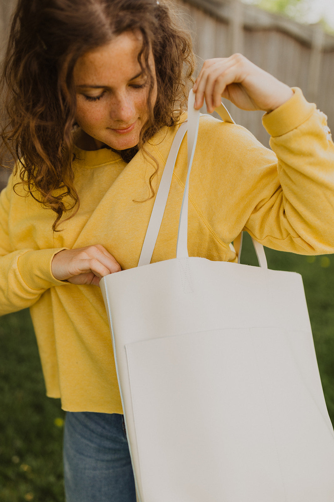 Premium Genuine Leather Tote Bag for Women - Soft Cream Color - Spacious Work & Travel Handbag - Perfect for Office, Commute & Weekend Getaways