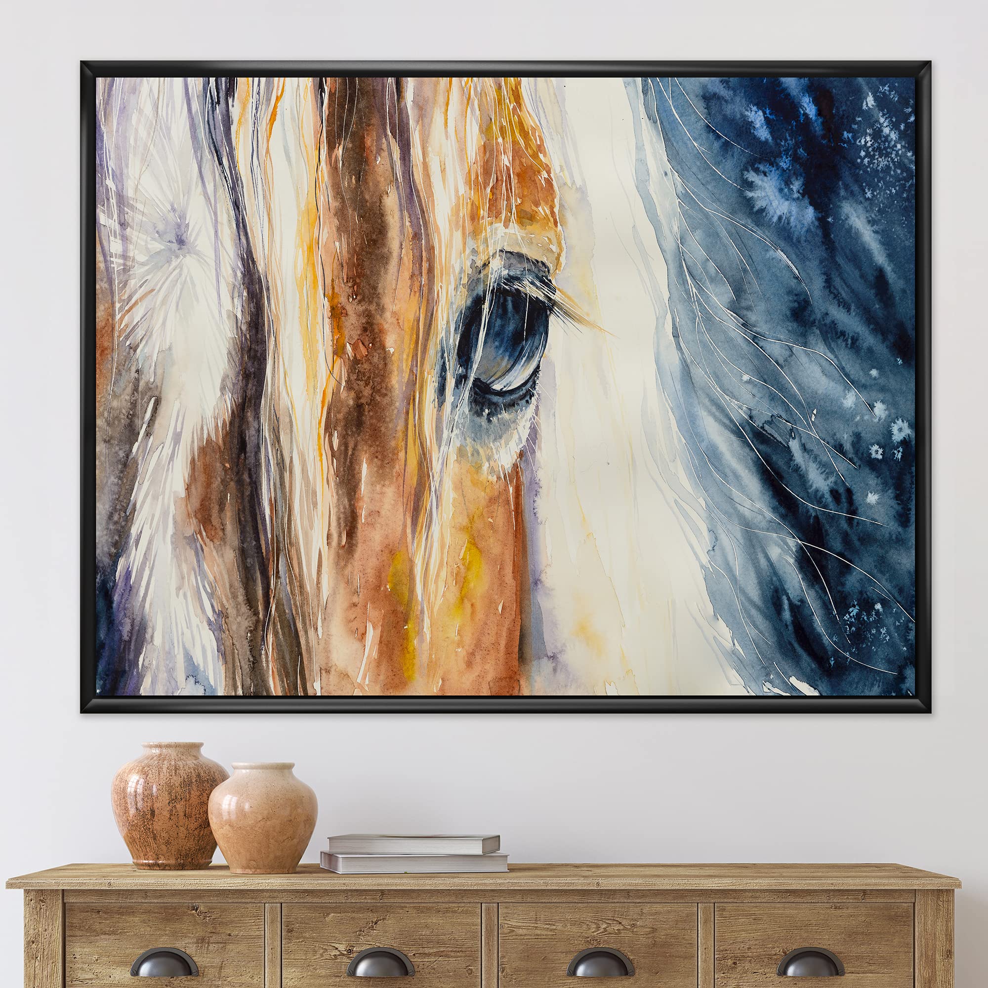 Beautiful Horse Eye Close-Up Farmhouse Framed Canvas Wall Art Print - Perfect for Living Room, Bedroom & Country Home Decor
