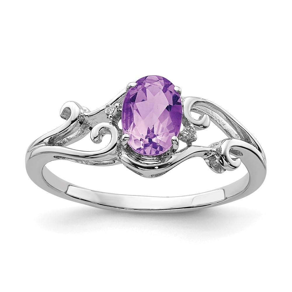925 Sterling Silver Diamond & Amethyst Oval Engagement Ring - 0.67ct (Size 5-10) | Elegant Promise & Wedding Ring for Women | Perfect for Proposals, Anniversaries & Special Occasions