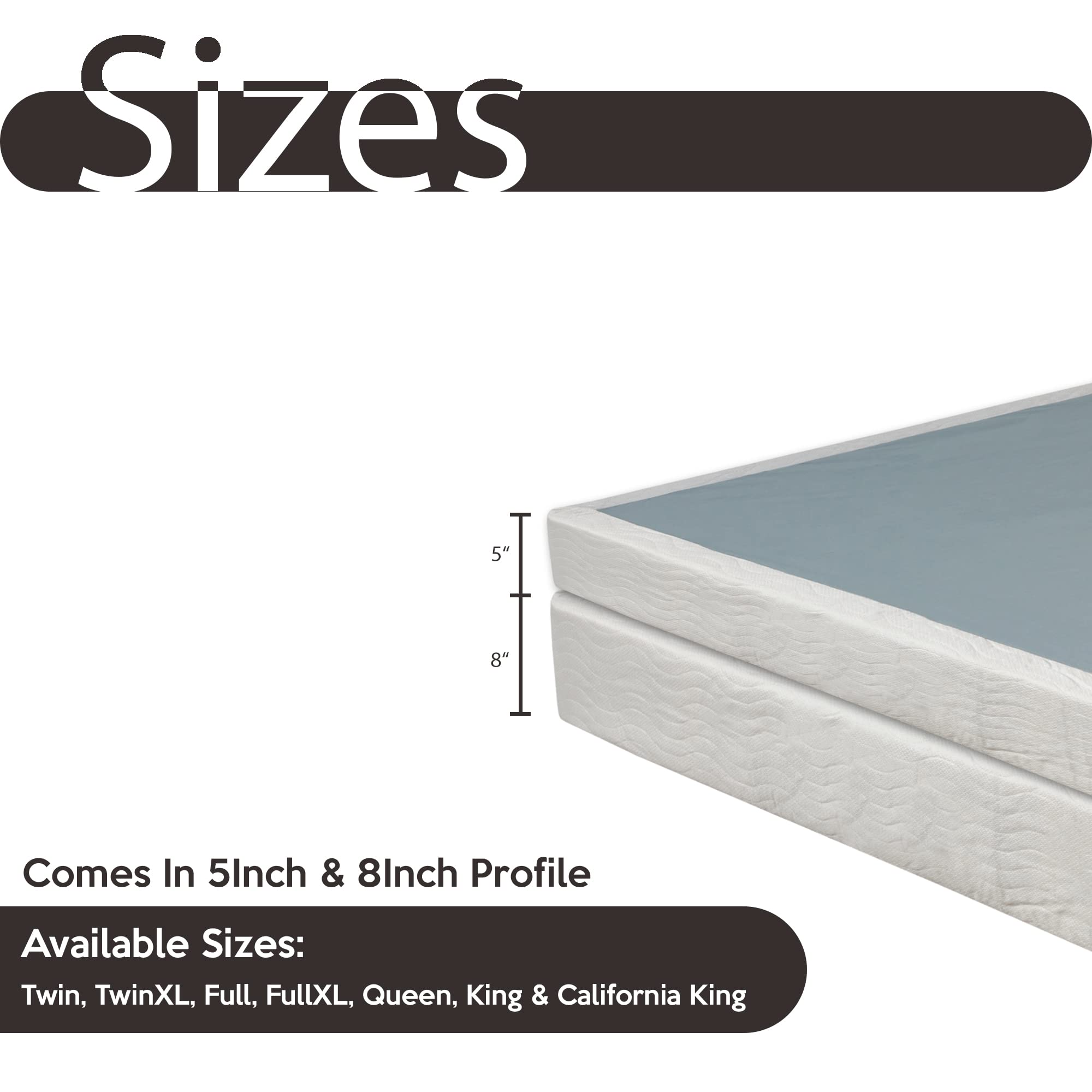 4.5-Inch Box Spring/Foundation for Full Size Mattress - Easy Assembly, Sturdy Wood Frame, White - Perfect for Bedroom, Guest Room & Dormitory Use