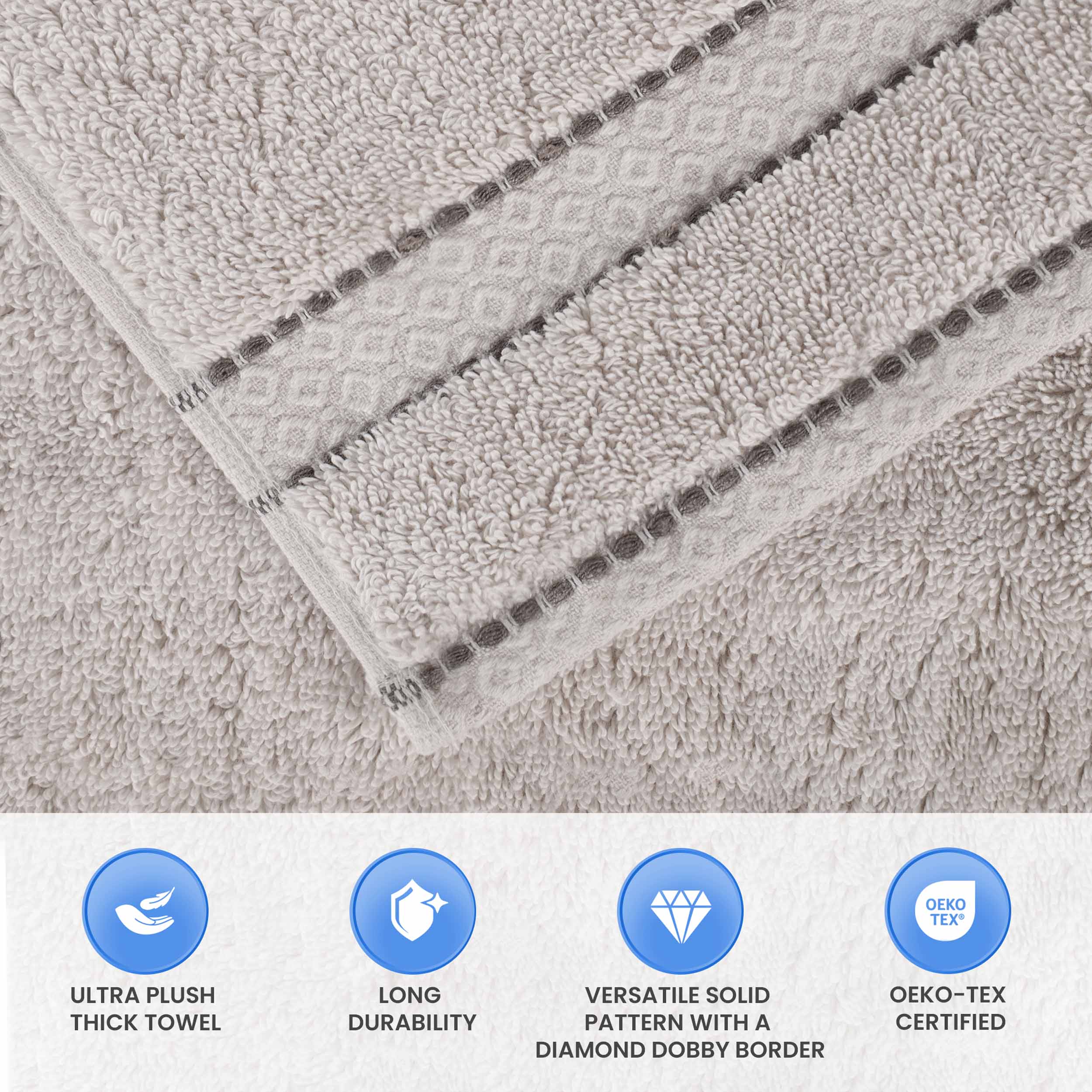 Premium Egyptian Giza Cotton Dobby 3-Piece Bath Towel Set - Ultra Absorbent, Soft & Luxurious for Spa, Bathroom, and Guest Use