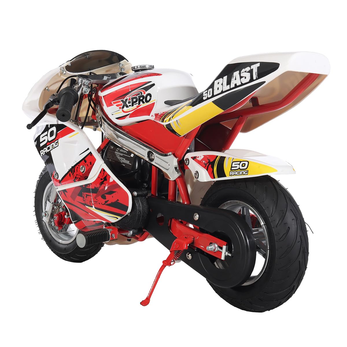 X-PRO Blast Mini Gas Bike for Kids - 50cc Pocket Motorcycle with 2-Stroke Engine, Safety Features & Adjustable Speed - Burgundy Red - Perfect for Backyard Riding, Neighborhood Cruising & Beginner Motorcycle Training