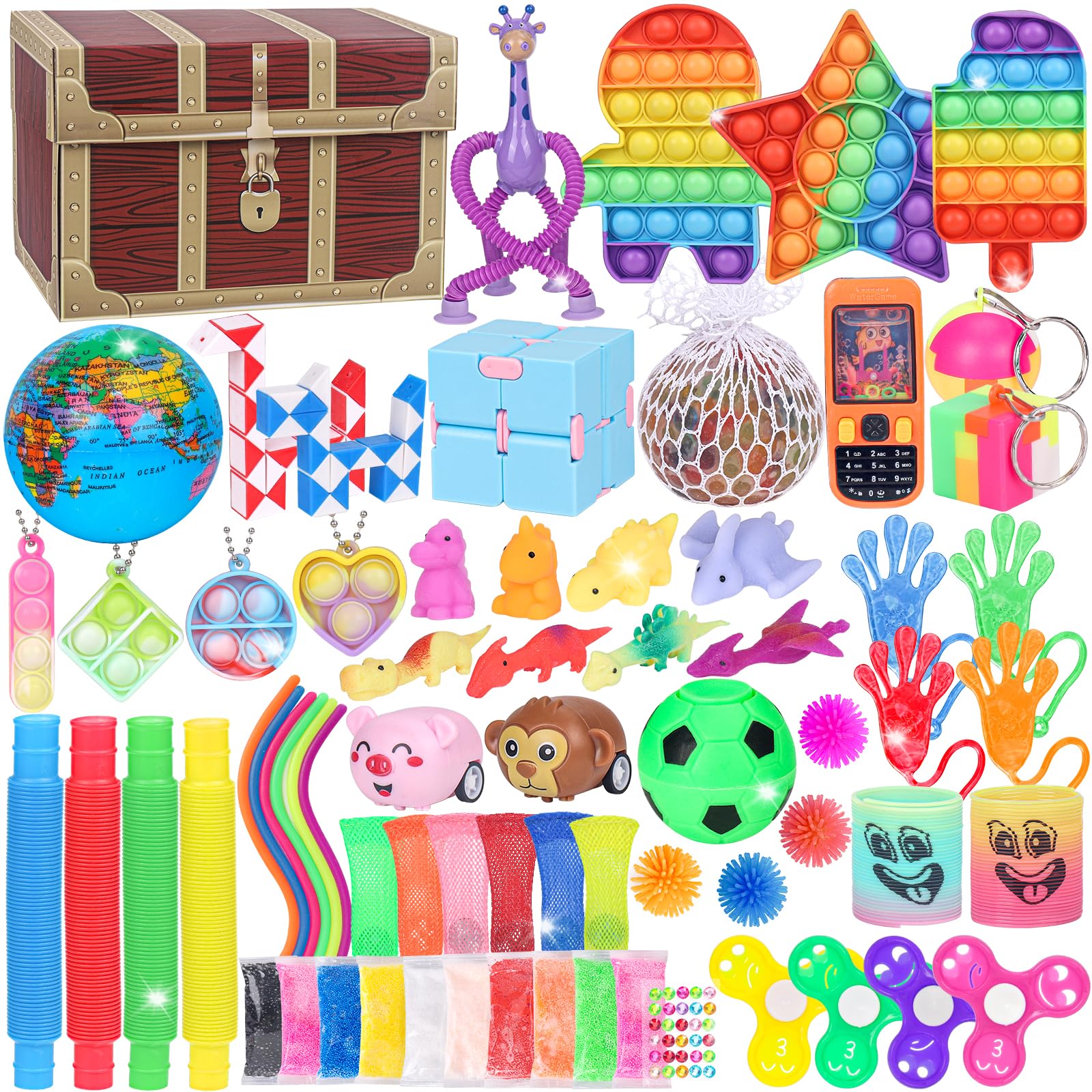 68 Pack Fidget Toys for Kids - Sensory Stress Relief Toys, Classroom Prizes, Treasure Box & Carnival Party Favors - Pinata Fillers & Goodie Bag Stuffers for Boys Girls Ages 3-8 (Great for ADHD, Anxiety Relief & Focus Improvement)