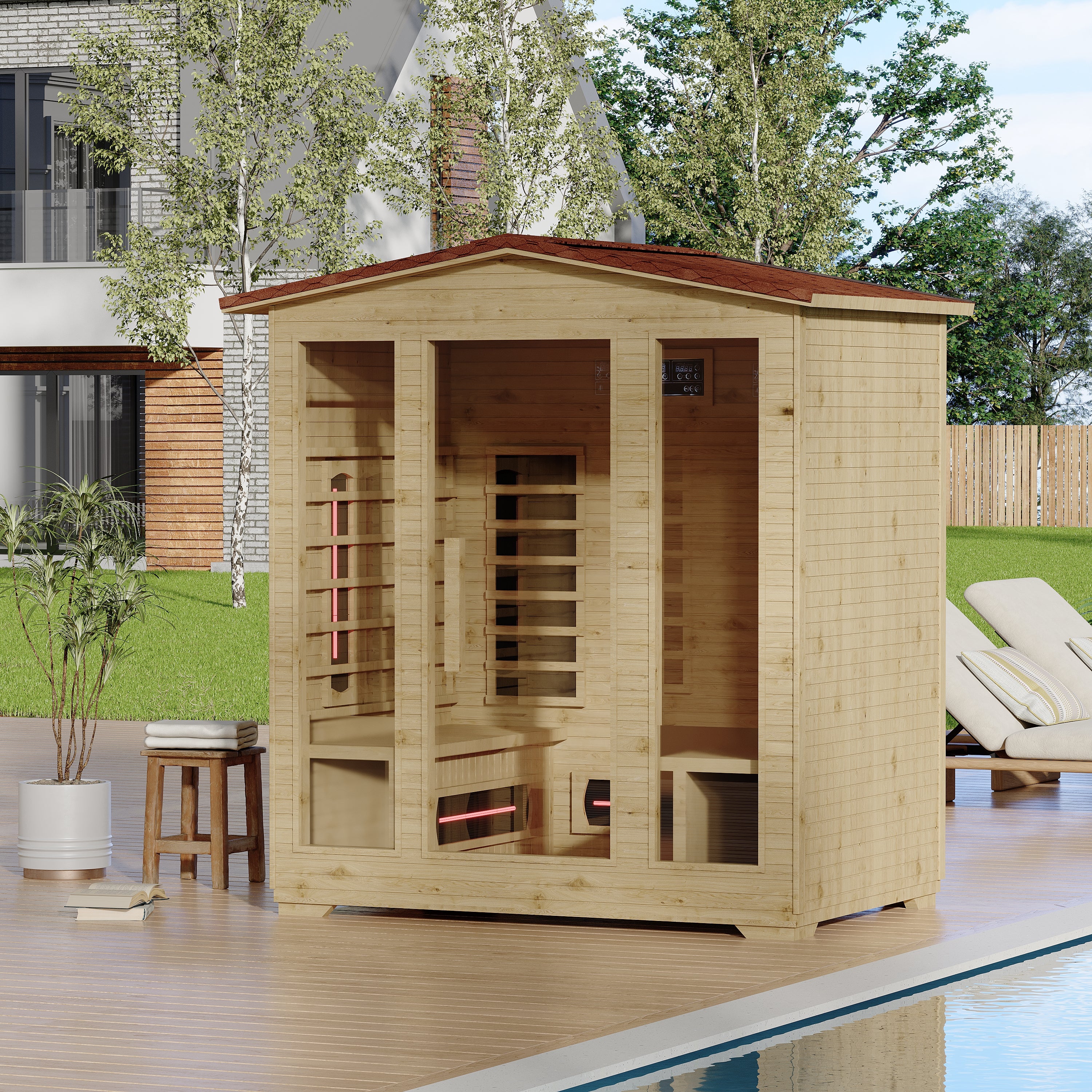 EROMMY 4-Person Outdoor Infrared Sauna with Full Spectrum Heaters - Perfect for Home Relaxation, Backyard Therapy & Family Wellness
