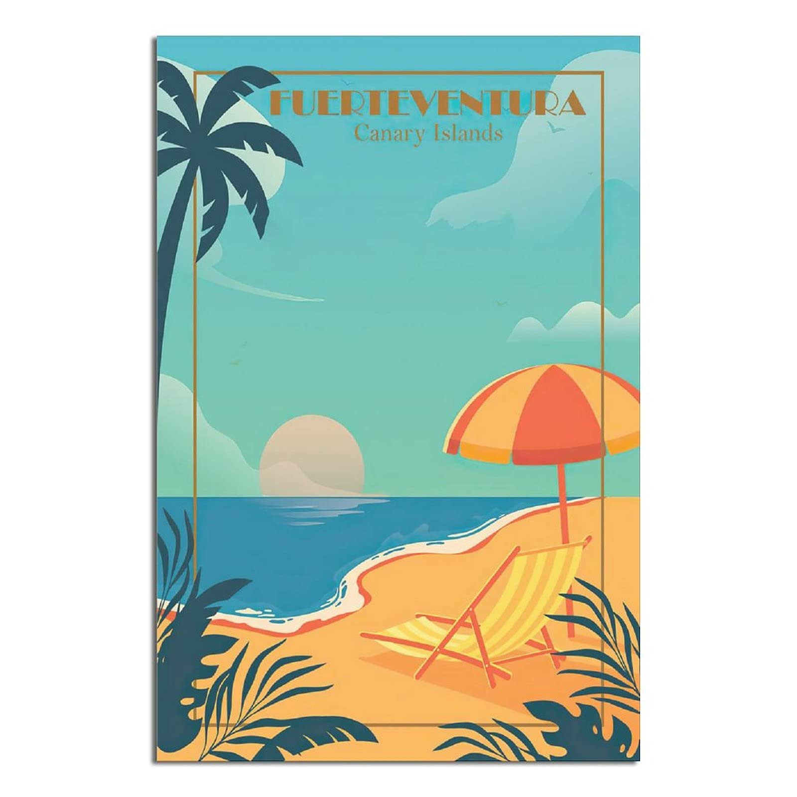 Vintage Travel Poster - Fuerteventura Canary Islands Wall Art, Retro Office & Bedroom Decor, Unframed Painting Picture for Home & Office Decoration | Perfect for Living Room, Study, Cafe & Dorm Wall Decor