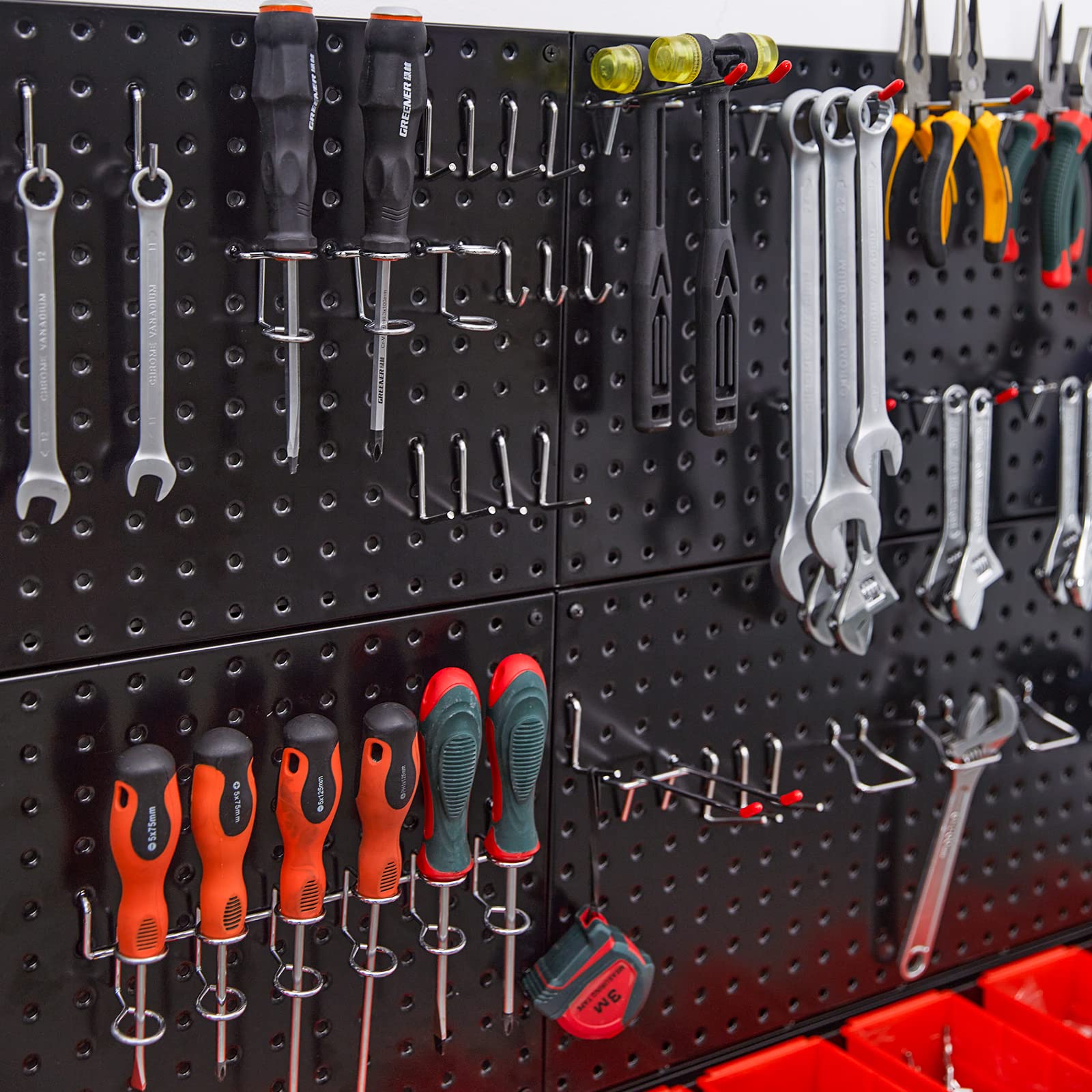 Ultrawall Black Metal Pegboard Wall Organizer - 59pc Garage Storage System with Hooks & Bins | Perfect for Workshop, Garage & Home Organization