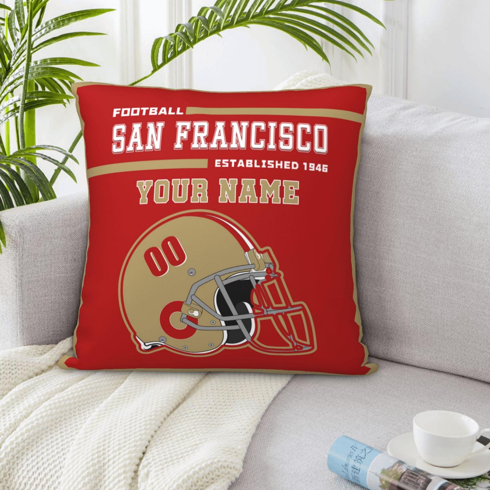 Custom San Francisco Throw Pillow Covers - Personalized Name & Number Pillowcases for Sports Fans - Unique Gifts for Men, Women & Youth - Perfect for Home Decor, Game Day & Fan Gifts