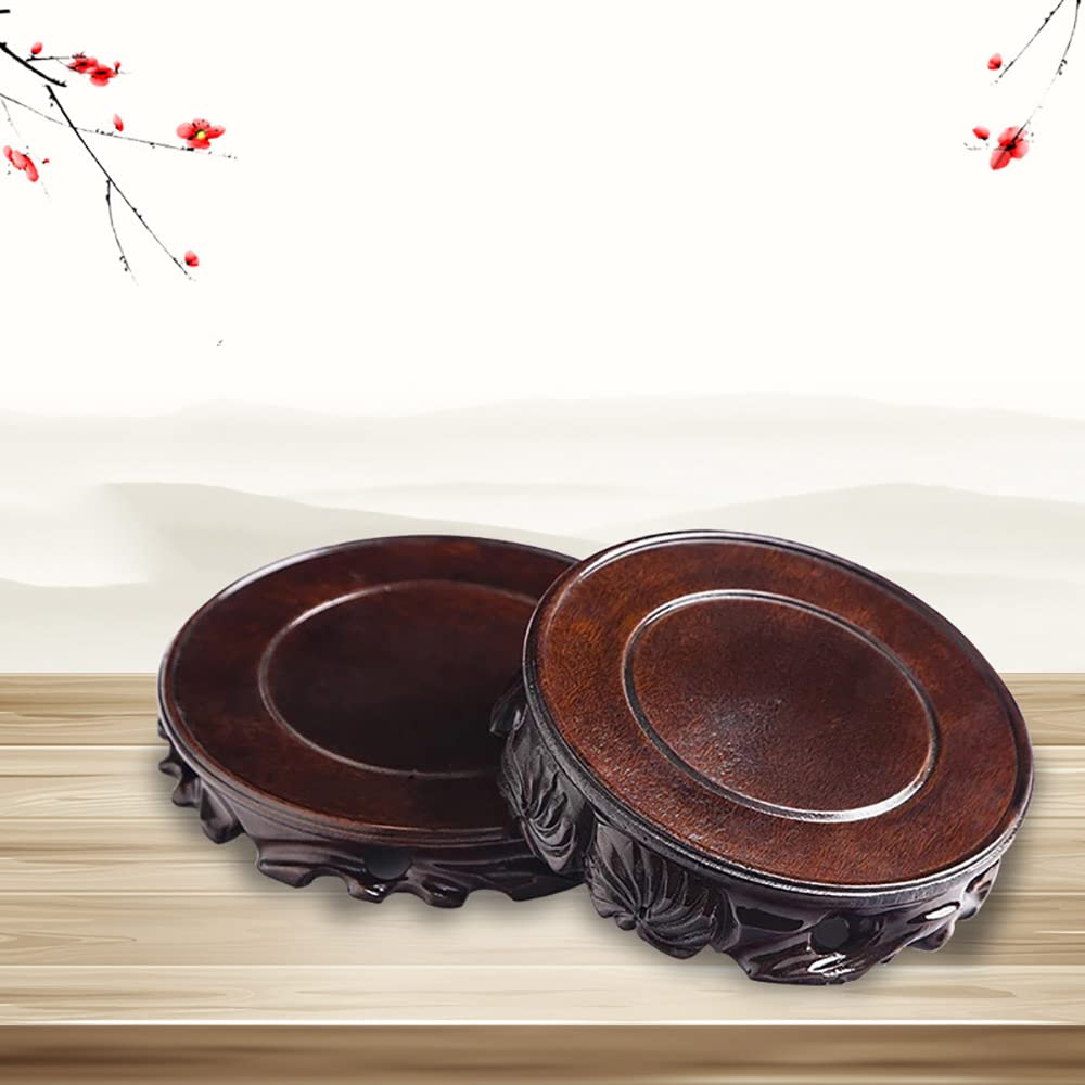 GOLDY&WENDY Solid Wood Rosewood Carved Display Stand - Handcrafted Buddha Statue Pedestal, Plant Holder & Decorative Vase for Home Altar, Meditation Room Decor & Feng Shui Display
