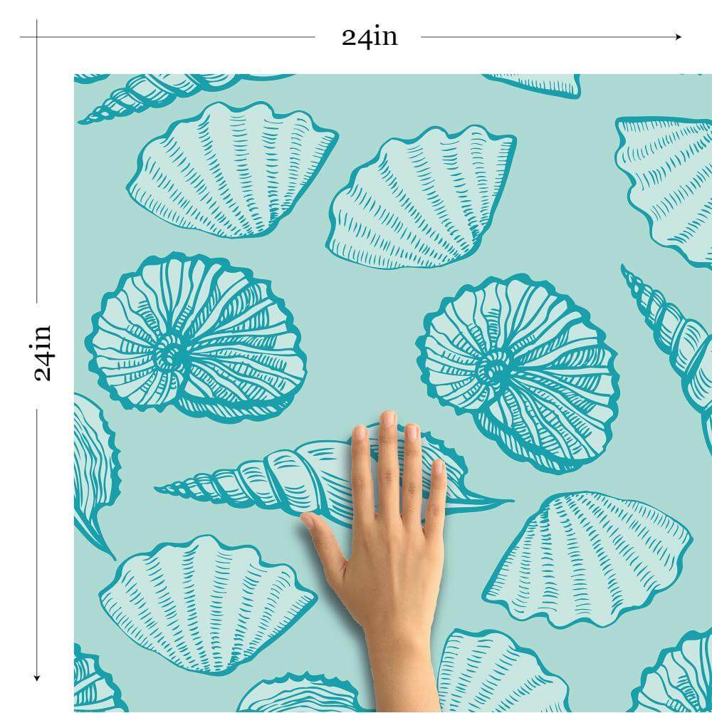 Teal and Turquoise Nautical Peel and Stick Removable Wallpaper - Self-Adhesive Decorative Wall Covering for Bedroom, Bathroom, Nursery & Home Decor
