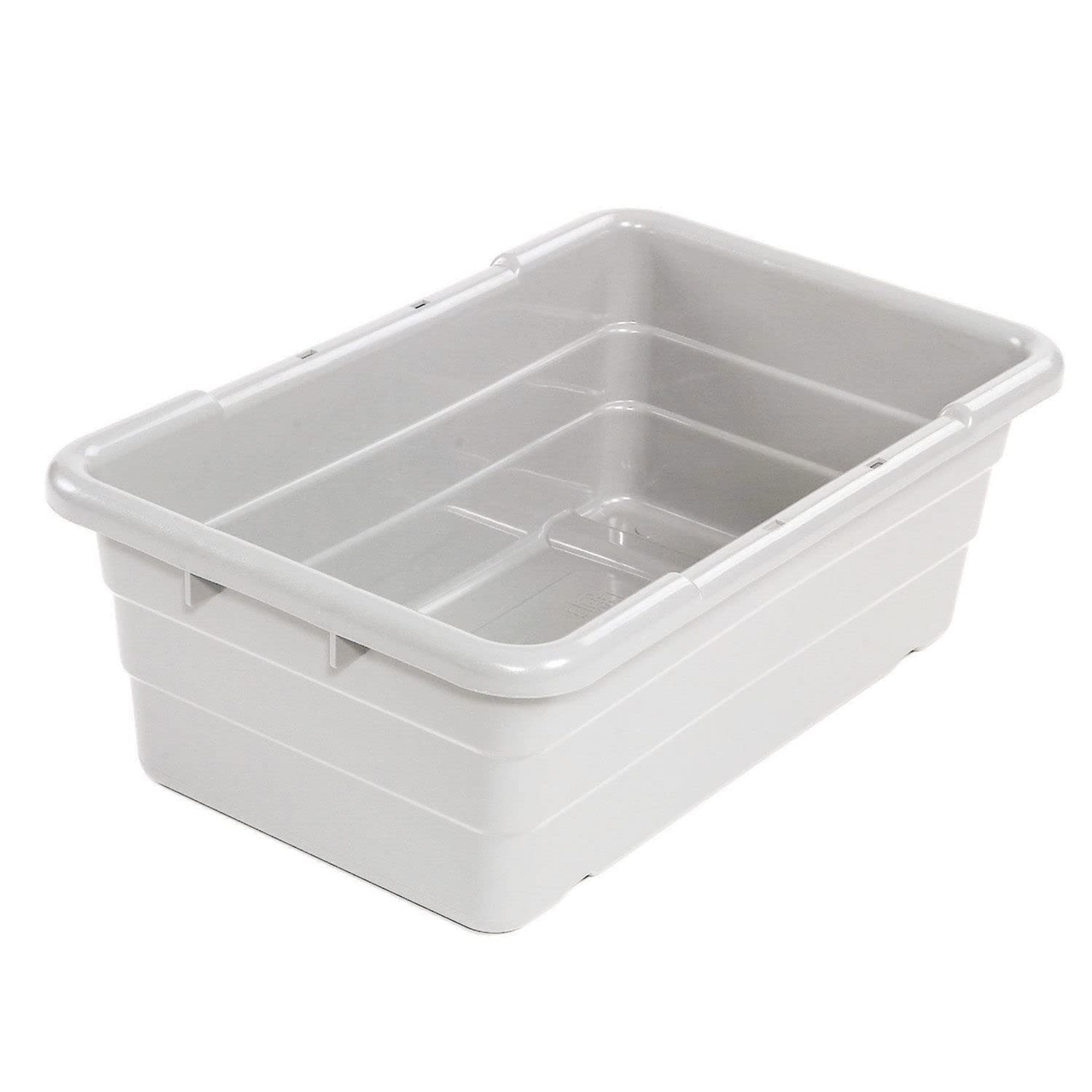 Quantum Storage Systems Cross Stack Nest Tote Tub - 25-1/8 x 16 x 8-1/2 Inches, White Plastic Storage Bins - Set of 6 - Perfect for Home Organization, Garage Storage & Warehouse Use