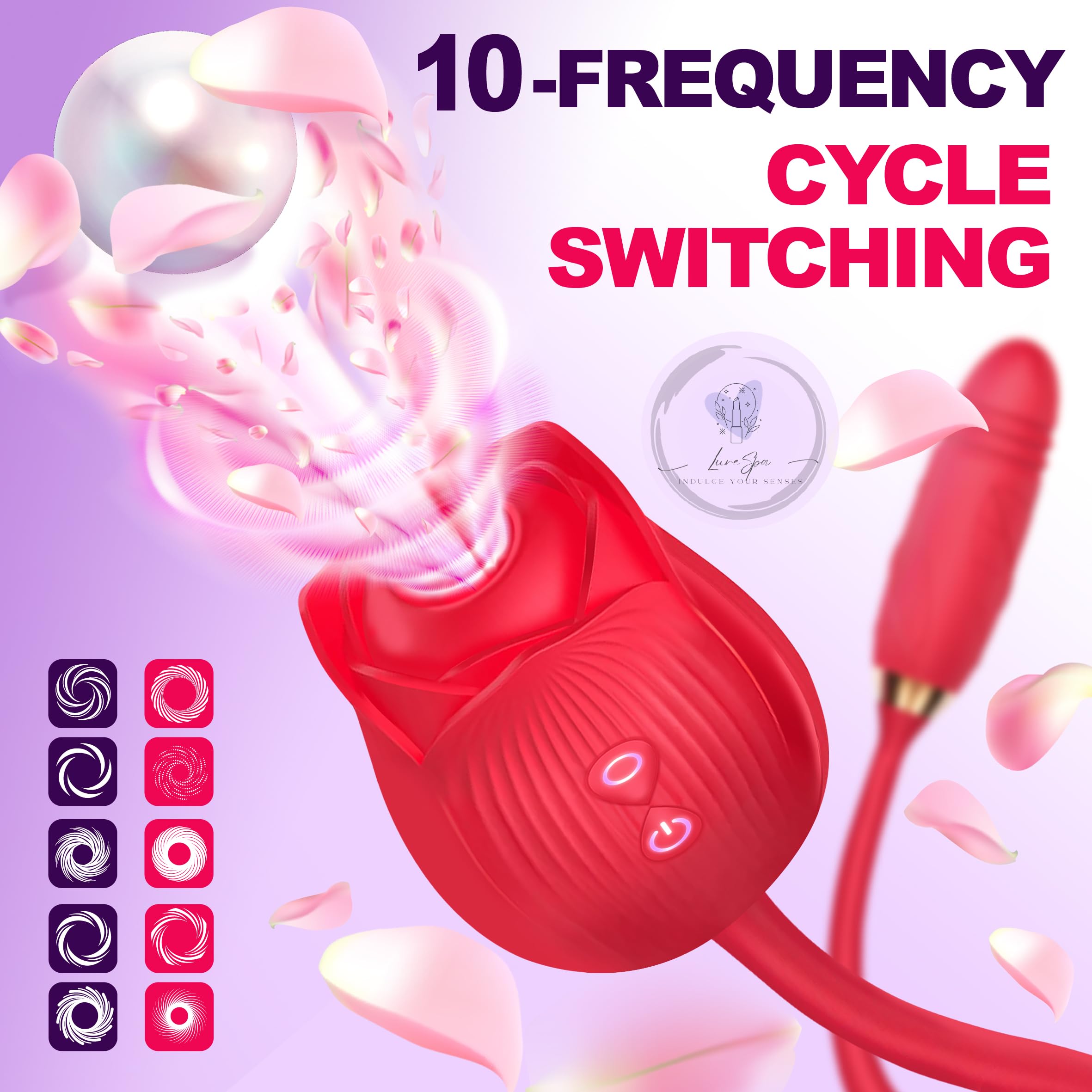 2024 New Rose-Shaped Dildo Vibrator - 10 Powerful Suction & Thrusting Modes for G-Spot & Clitoral Stimulation | Rechargeable Adult Sex Toy for Women & Couples | Perfect for Solo Play, Foreplay & Spicing Up Relationships