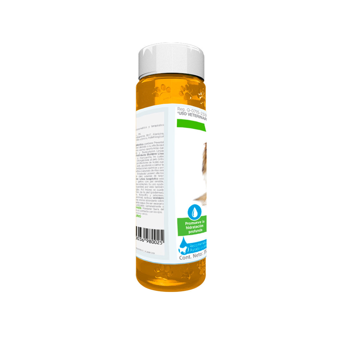 Vetriderm Therapeutic Shampoo for Dogs & Cats - 350ml Sensitive Skin Care - Relieves Itching & Dryness for Pets with Allergies or Dermatitis - Perfect for Bathing at Home or Grooming Salon Use