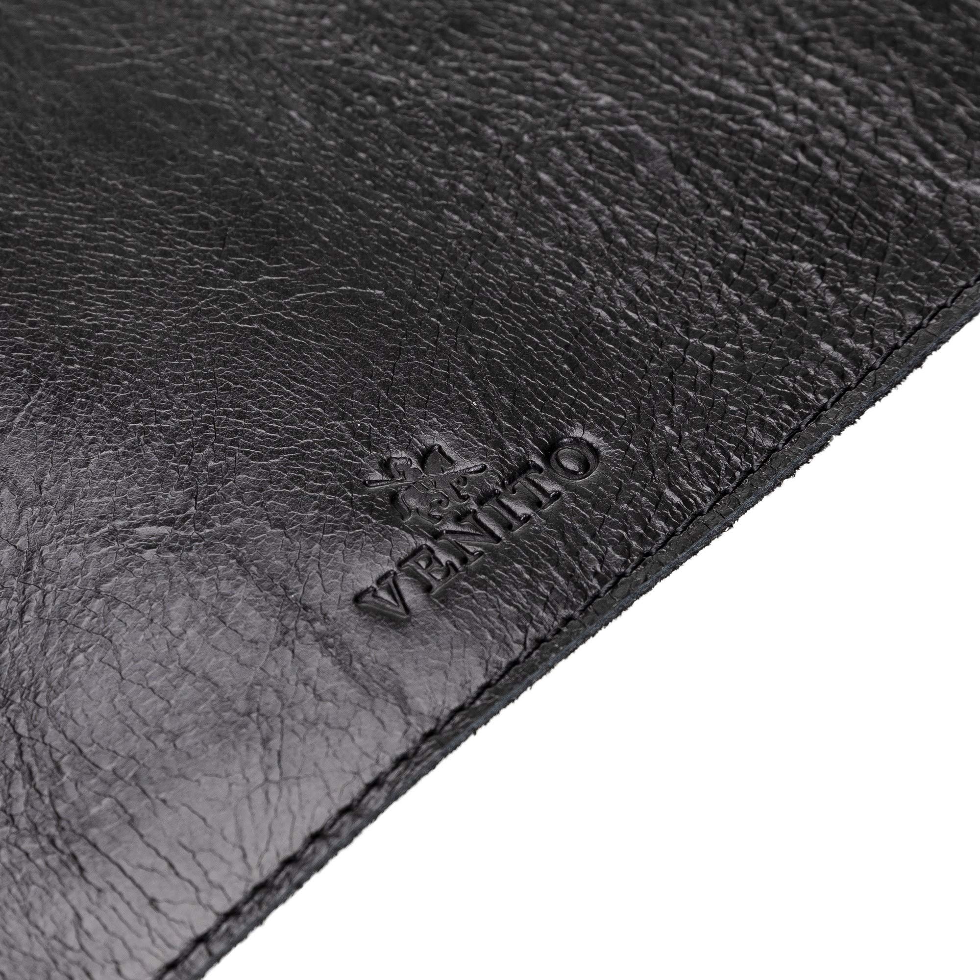 Venito Premium Leather Desk Mat (36 x 19 Inches) - Large Office Mouse Pad for Home & Work, Non-Slip Desk Protector, Rustic Black - Perfect for Writing, Typing & Gaming Accessories
