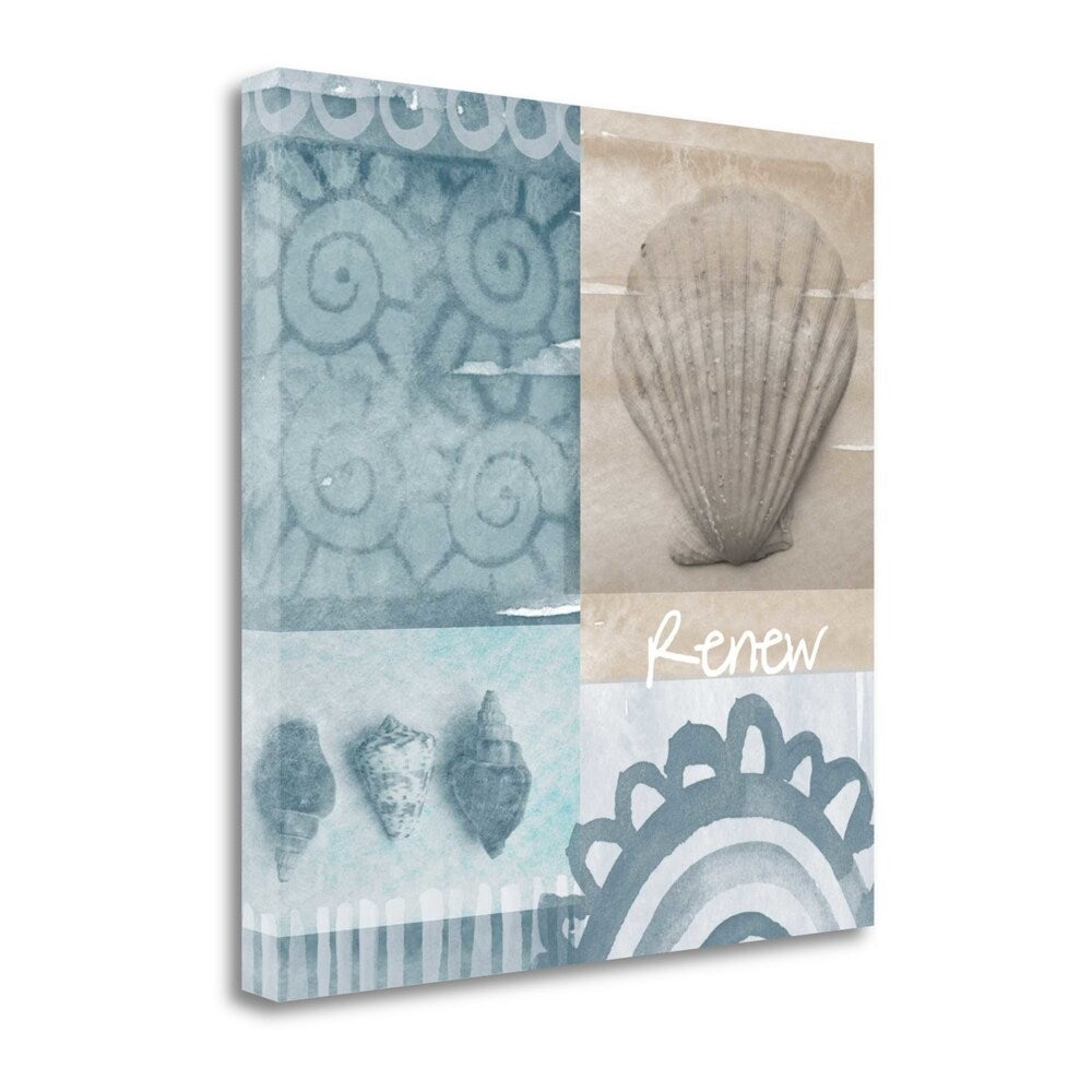 Beach Bath Renew by Linda Woods - Fine Art Giclee Print on Gallery Wrap Canvas, Ready to Hang Wall Decor - Perfect for Living Room, Bedroom, Beach House & Office Decor
