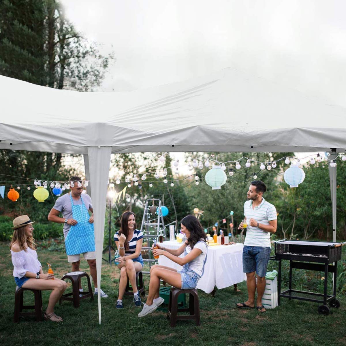 10'x30' Heavy Duty Canopy Tent - Waterproof Outdoor Party Wedding Tent with 8 Removable Sidewalls & 2 Zipped Doors | Camping Gazebo, Storage Shelter, Pavilion for Picnic, BBQ, Catering Events | Perfect for Backyard Parties, Festivals, and Outdoor Gatherings (White)
