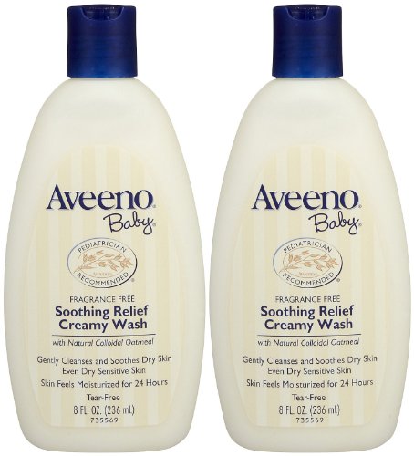 Aveeno Baby Soothing Relief Creamy Wash - 8 oz (2-Pack) | Gentle Baby Body Wash & Shampoo for Sensitive Skin | Perfect for Daily Bath Time & Eczema Care