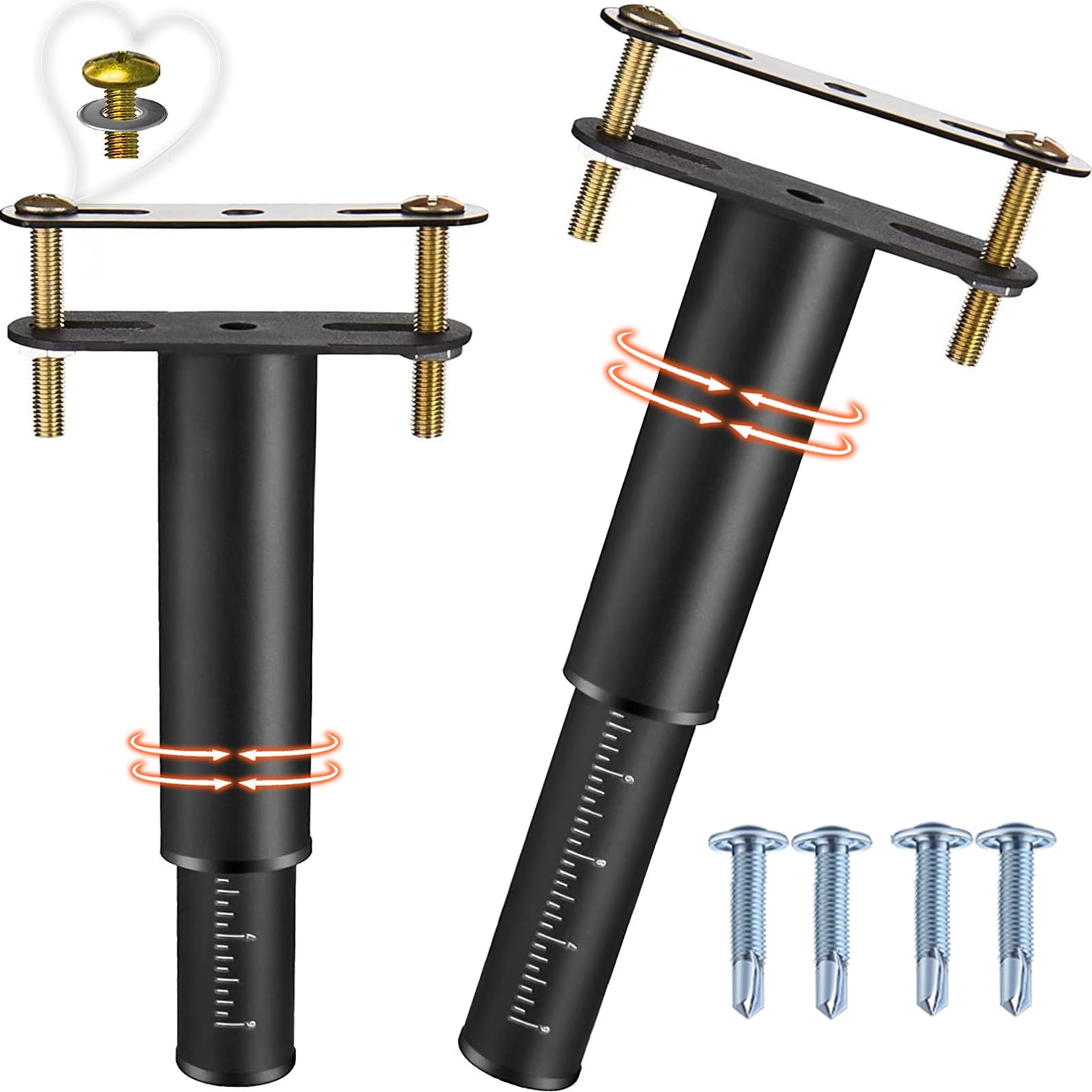 **Adjustable Bed Support Legs 6-10.5 Inch, 2-Pack Heavy Duty Metal Risers – Fits Most Bed Frames, Box Springs, Platforms & Slats – Easy Installation, Black – Perfect for Bedroom, Guest Room & Dorm Furniture Support**
