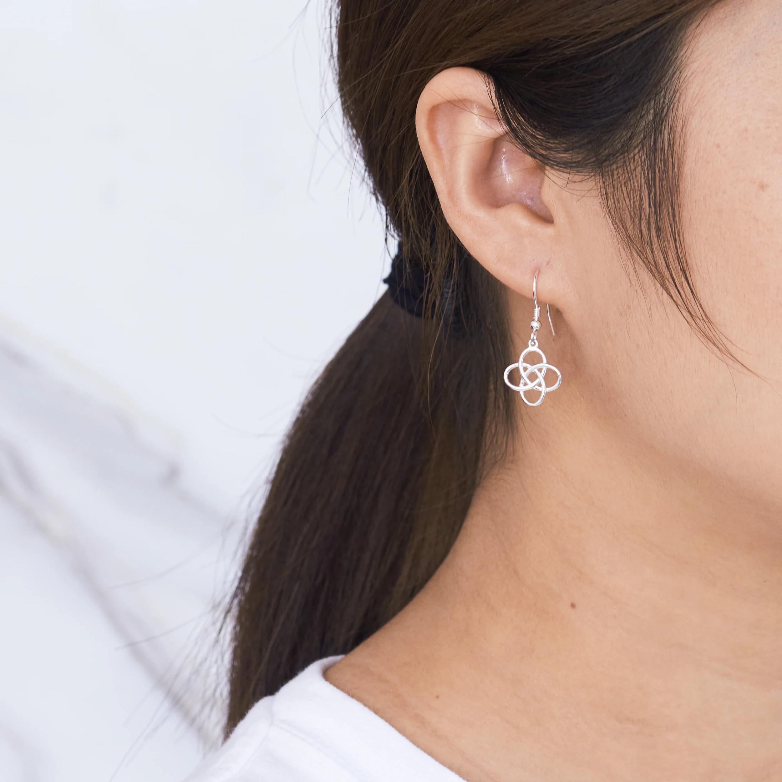 Philip Jones Sterling Silver Celtic Dangle Earrings for Women - Handmade Irish Knot Design Drop Earrings - Perfect for Weddings, Parties & Celtic-Themed Events