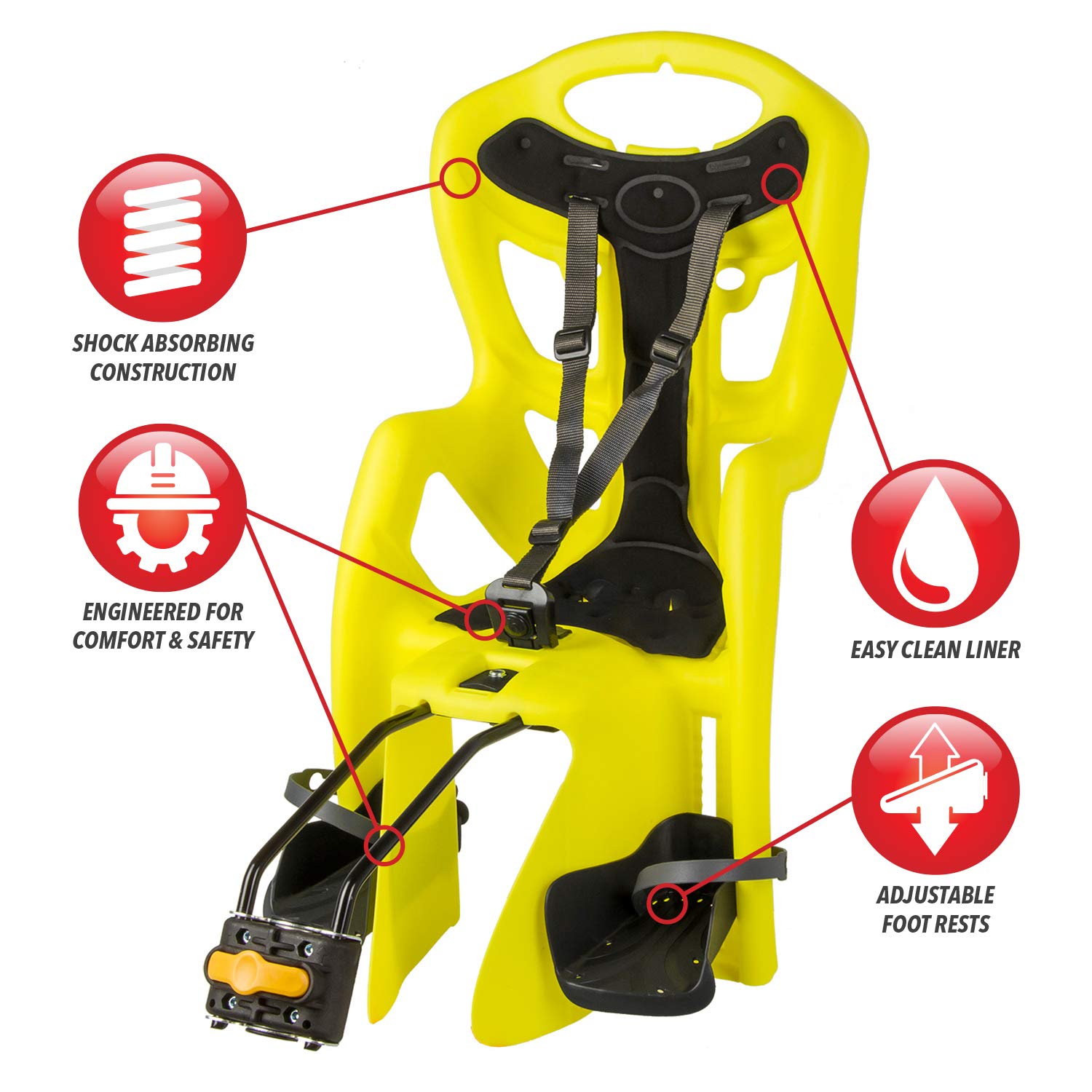 Best Bicycle Baby Carrier - Universal Stem, Seatpost & Rack Mounts - Safe & Comfortable Child Bike Seat for Outdoor Family Adventures