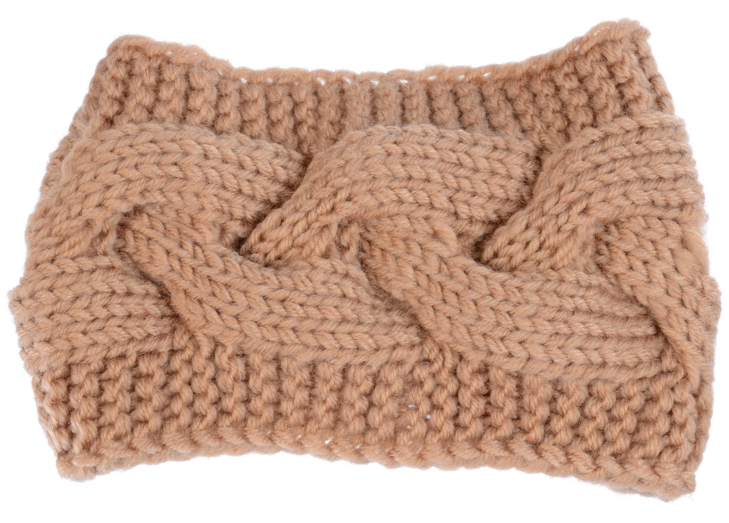 BYOS Women's Fashion Winter Cable Crochet Knit Headband with Adjustable Button - Warm Winter Accessory for Outdoor Activities, Running, Hiking & Daily Wear