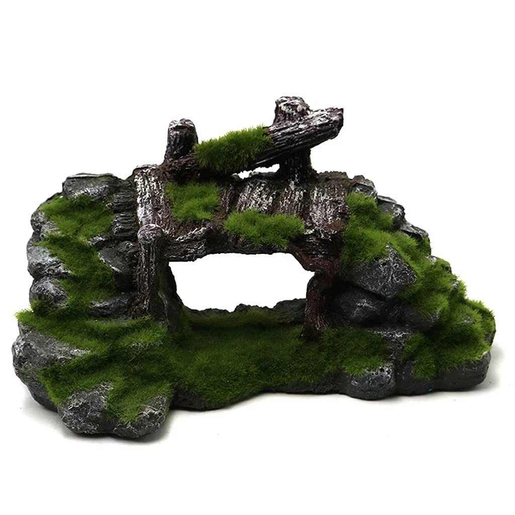 Baijiexun Aquarium Decor - Realistic Moss Resin Rockery for Fish Tank, Stunning Underwater Landscape Accessories - Perfect for Freshwater & Saltwater Tanks, Betta Fish Habitats, and Aquatic Plant Scaping