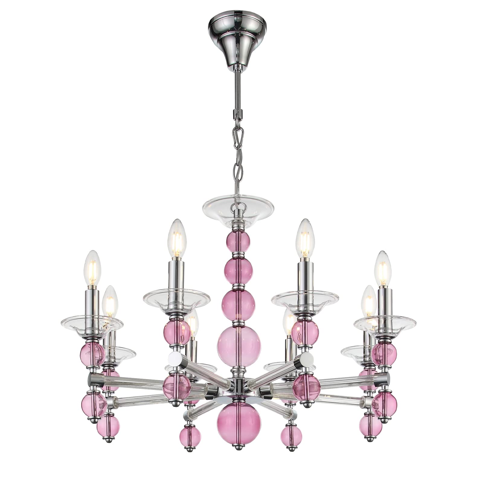 Dibouk 8-Light Adjustable Height Modern Chandelier - Elegant Hanging Lighting Fixture for Foyer, Kitchen & Dining Room - Perfect for Home Decor & Dinner Parties (550-8 Lights)