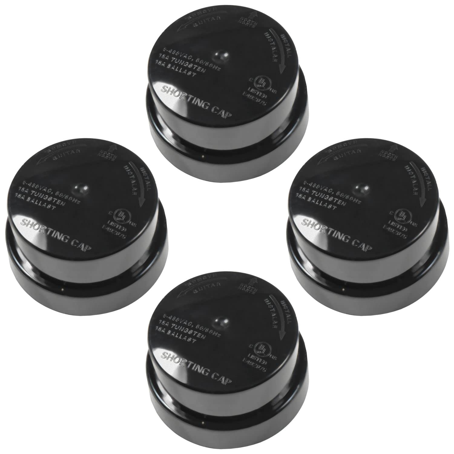HQRP 4-Pack Photocell Sensor Shorting Cap - Outdoor Light Photoelectric Switch Short Circuit Cap with Twist Lock Plug for LED Garage Lights, Pole Lights & Landscape Lighting - Perfect for Security Lighting, Parking Lots & Garden Illumination