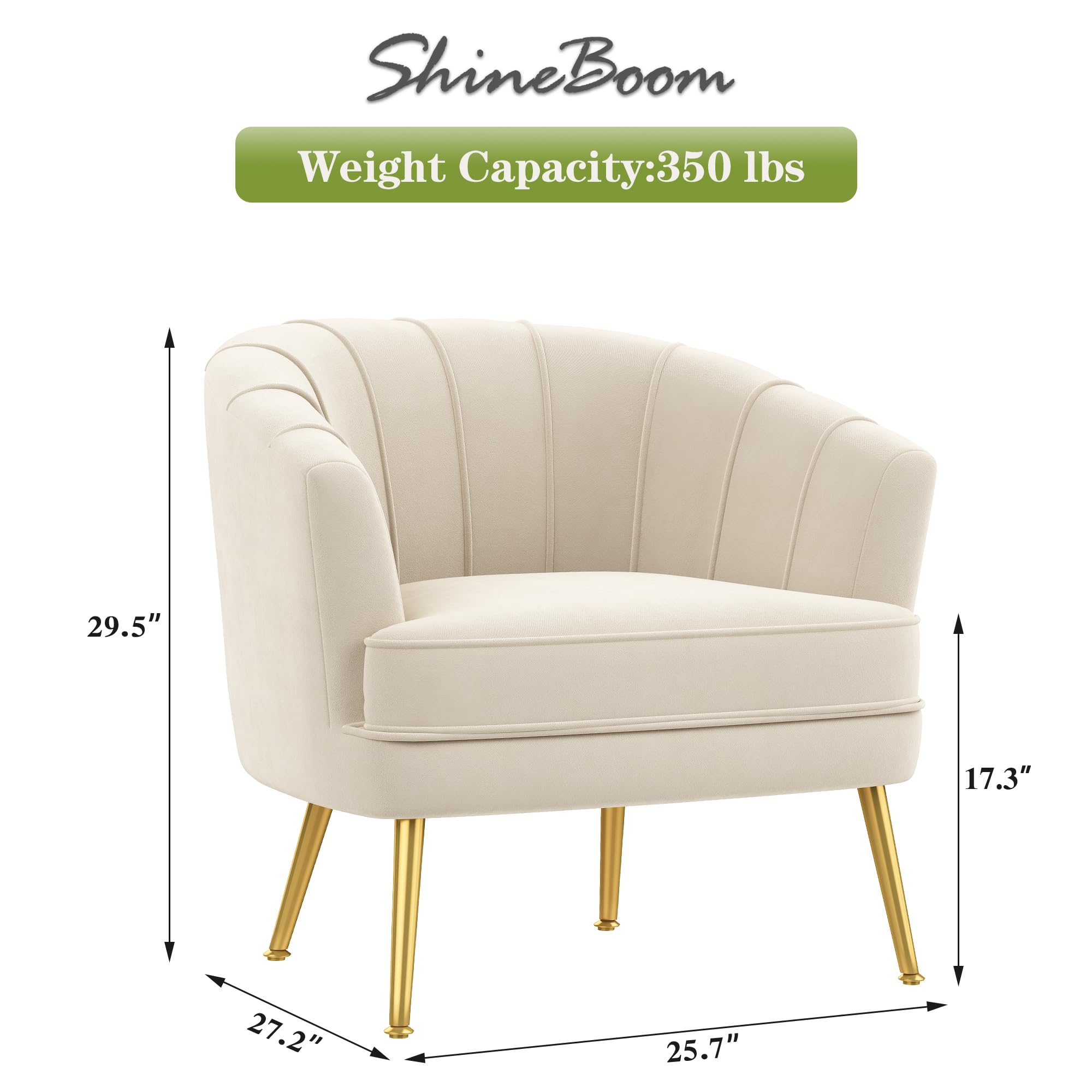Velvet Accent Chair - Upholstered Single Sofa Armchair with Metal Legs for Living Room, Bedroom & Office - Comfy Reading & Coffee Club Chair in Beige - Perfect for Relaxing, Entertaining & Home Decor