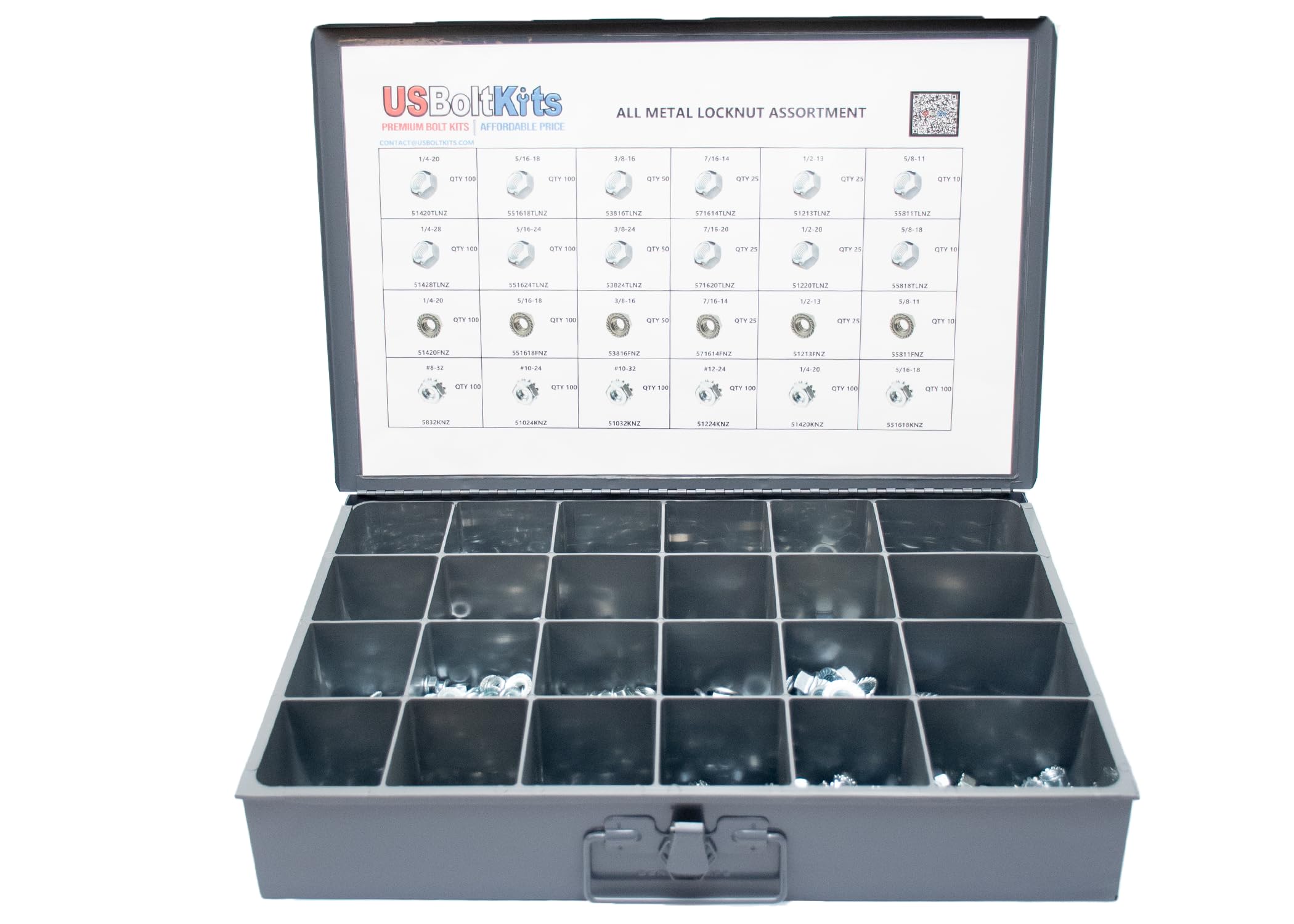 1200 Piece All Metal Locknut Assortment Kit - Stainless Steel Nuts & Bolts Set for DIY, Automotive, and Machinery Repair - Secure Fastening Solution for Home Improvement and Industrial Use