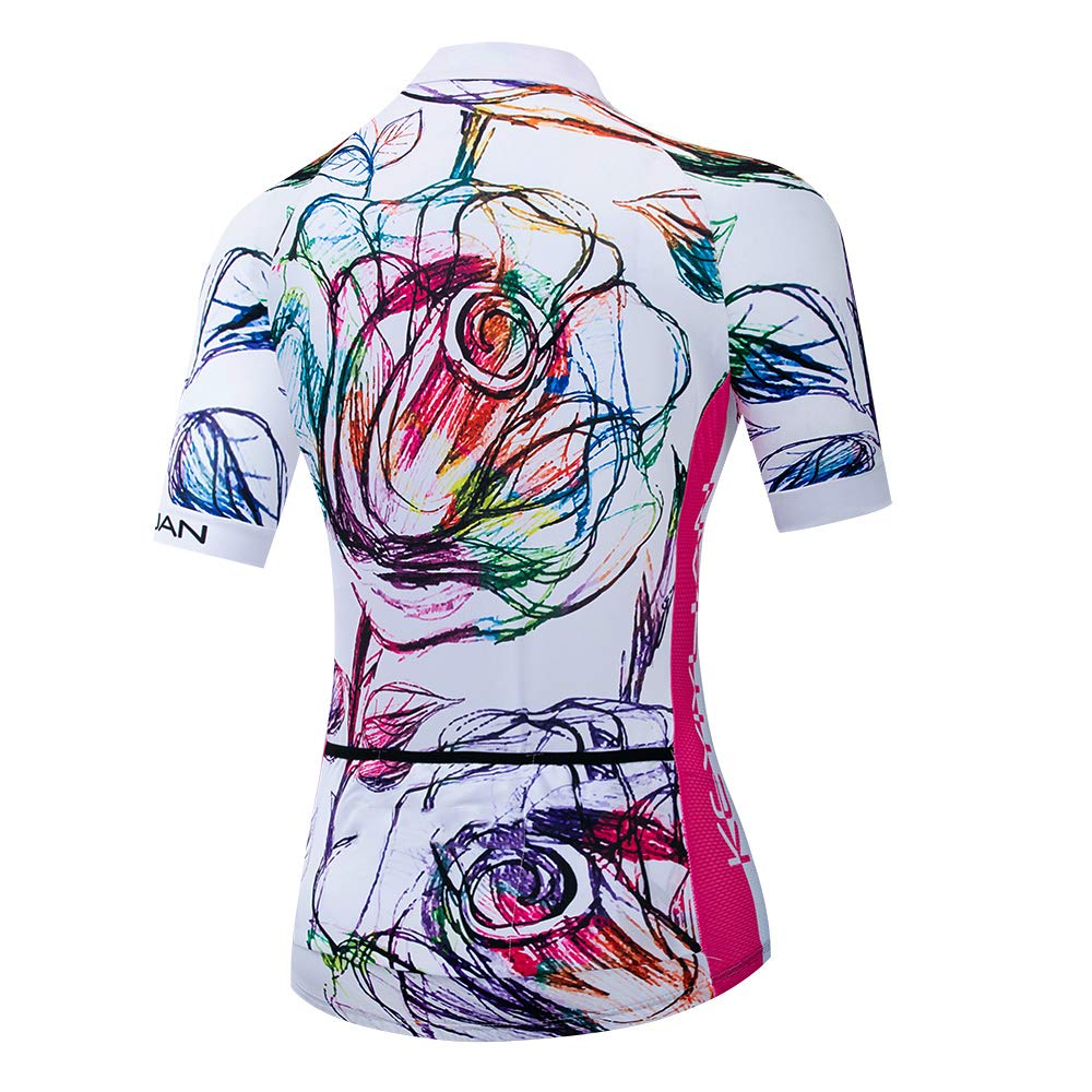 JPOJPO Women's Cycling Jersey - Breathable Short Sleeve Bike Shirt with 3 Pockets, Quick-Dry Moisture Wicking Fabric (Sizes S-3XL) - Perfect for Road Biking, Mountain Cycling & Outdoor Sports