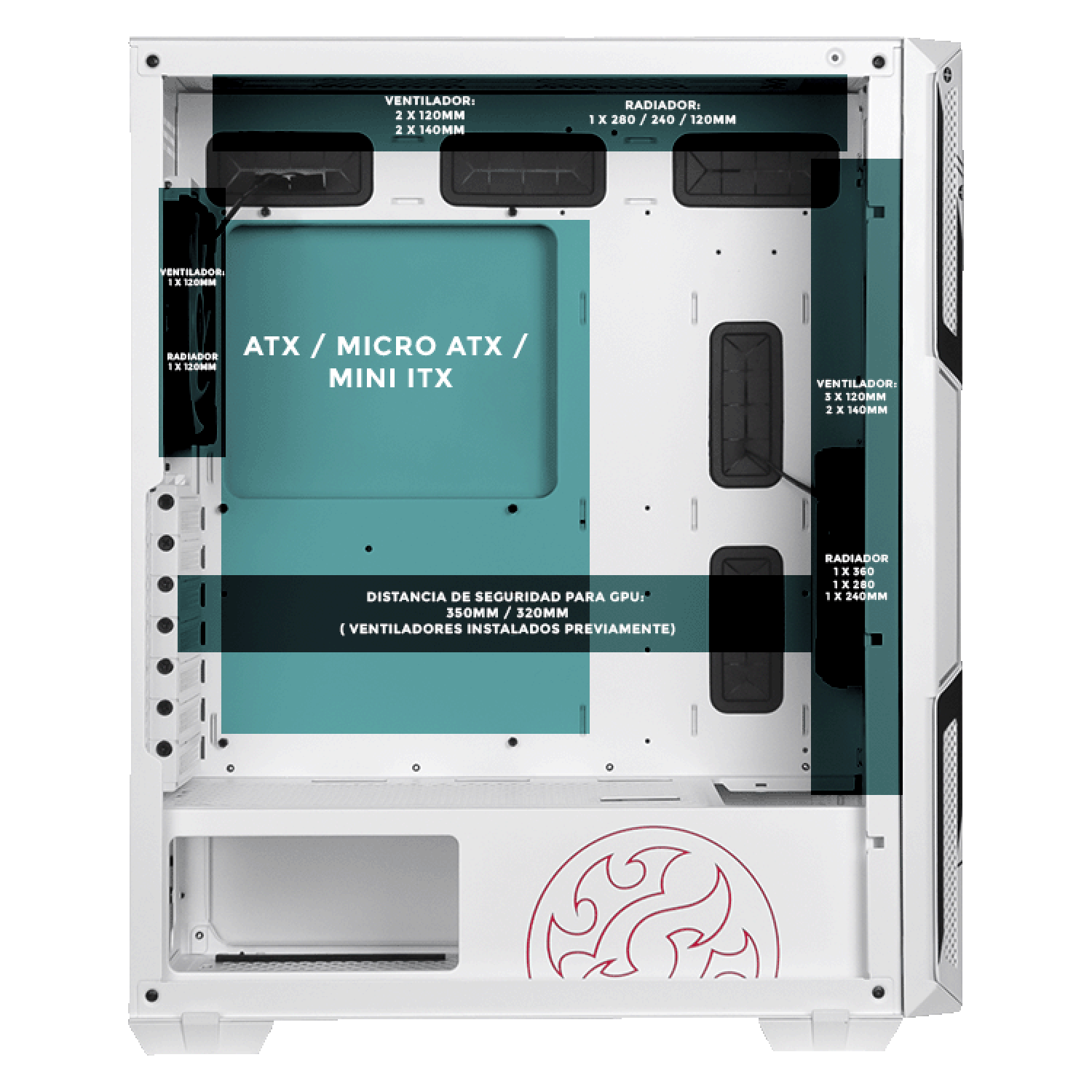 XTREME PC Gaming Case - Evangelion 00 Edition ATX Mid Tower with 2 ARGB Fans & Tempered Glass - White - Perfect for Gaming Setup and Anime-Themed PC Builds