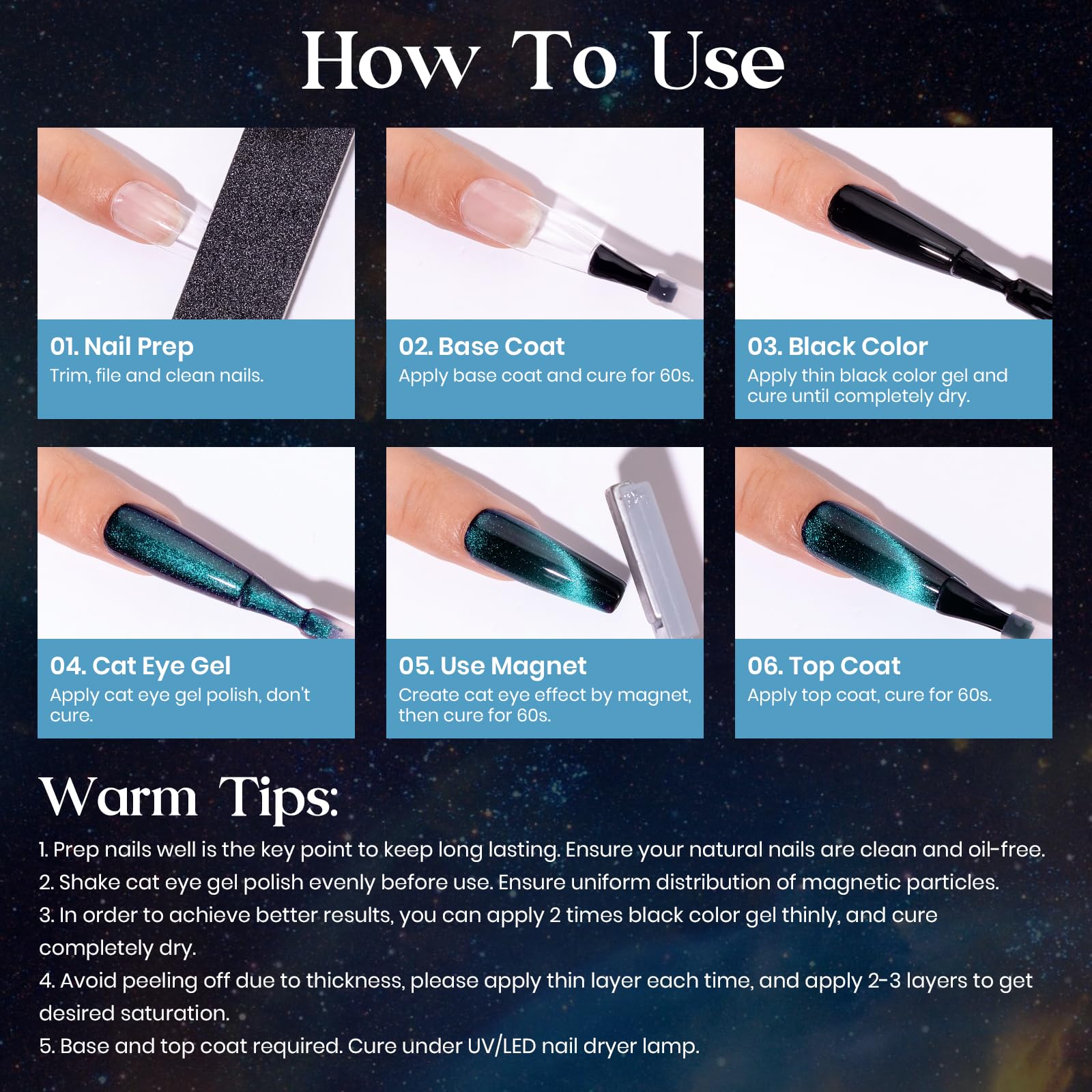 9D Cat Eye Gel Nail Polish Set - Purple & Green Magnetic Nail Polish with Magnet Stick | Galaxy Holographic Soak Off UV Gel for Nail Art | Perfect for Salon, Home Manicures & Special Occasions