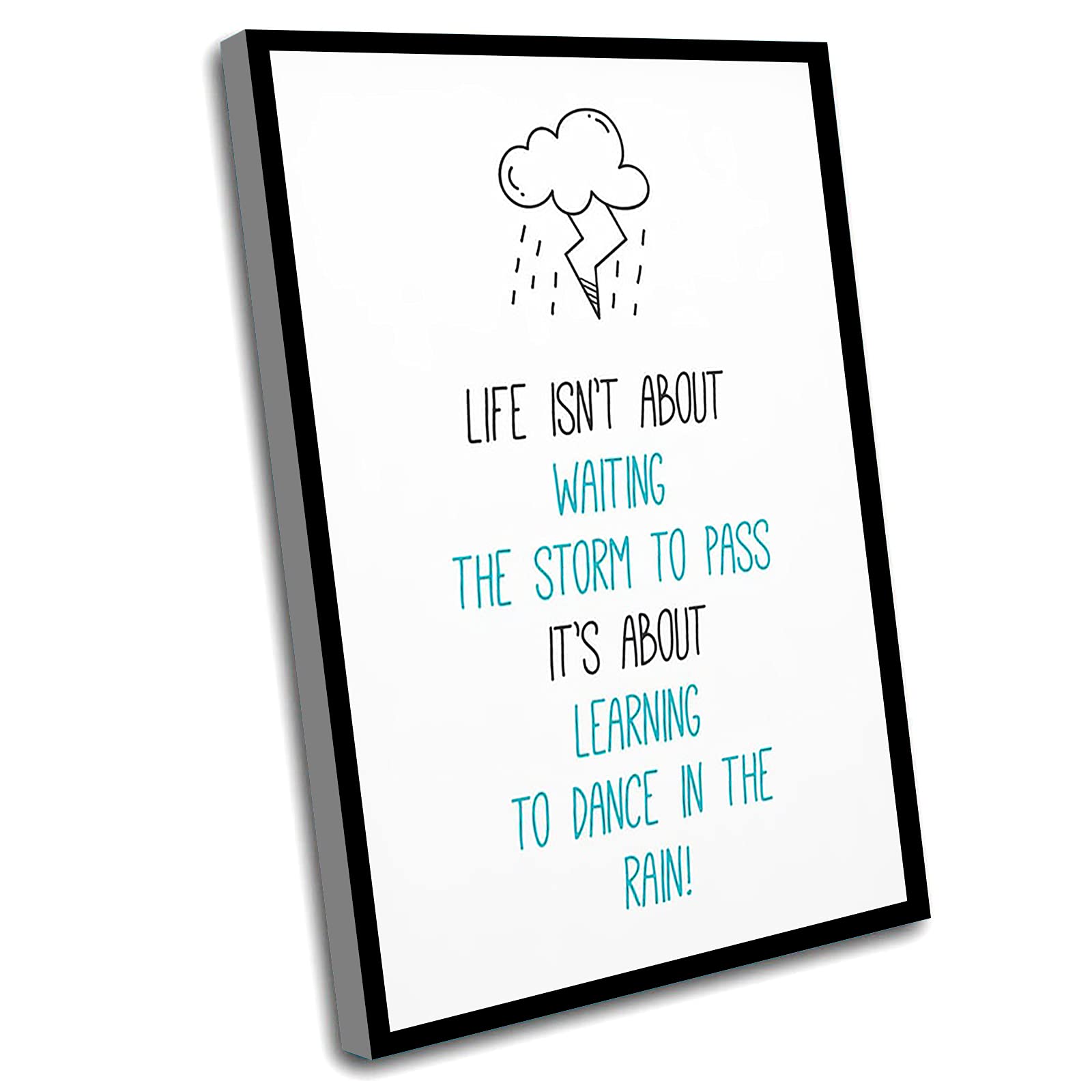 Baby Girl Bedroom Wall Art Decor - 8x12 Inch Framed Inspirational Quote 'Learn to Dance in the Rain' - Modern Nursery, Kids Room & Office Decoration for Girls
