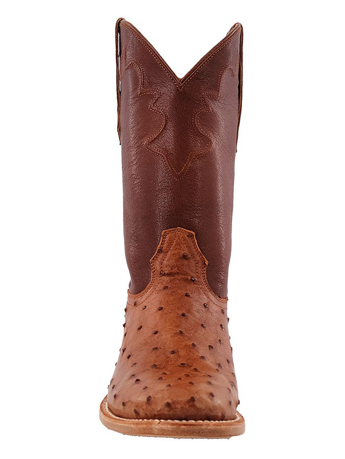 R.Watson RW4002 Men's Full Quill Ostrich Leather Cowboy Boots in Cognac Brown - Perfect for Western Rides, Country Music Festivals & Casual Wear