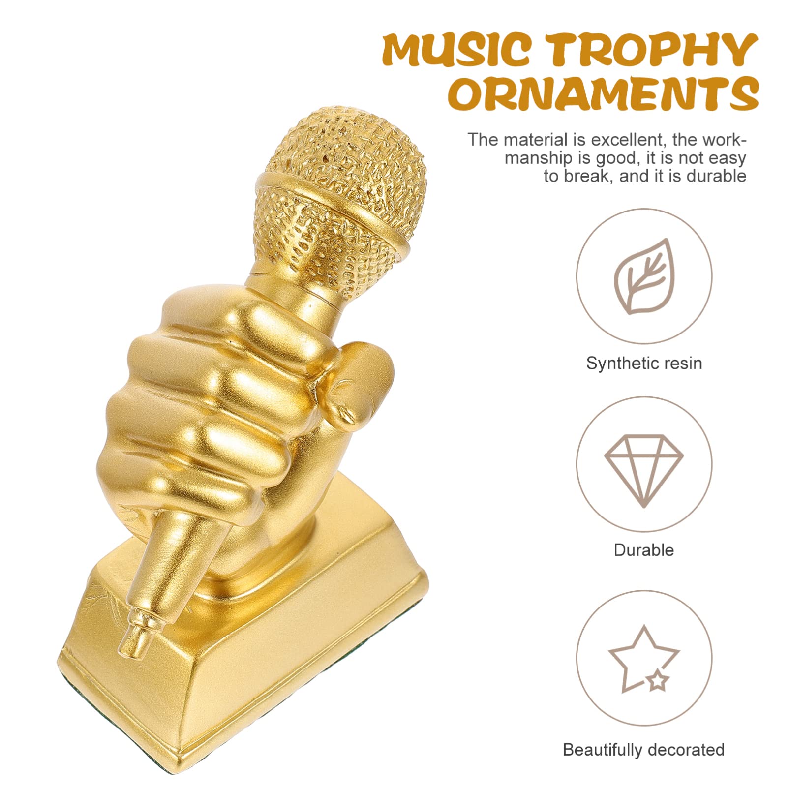 Veemoon Golden Resin Microphone Trophy - Singing Award Prize for Karaoke Parties & Competitions | Perfect for Singing Contests, Talent Shows & Performance Awards