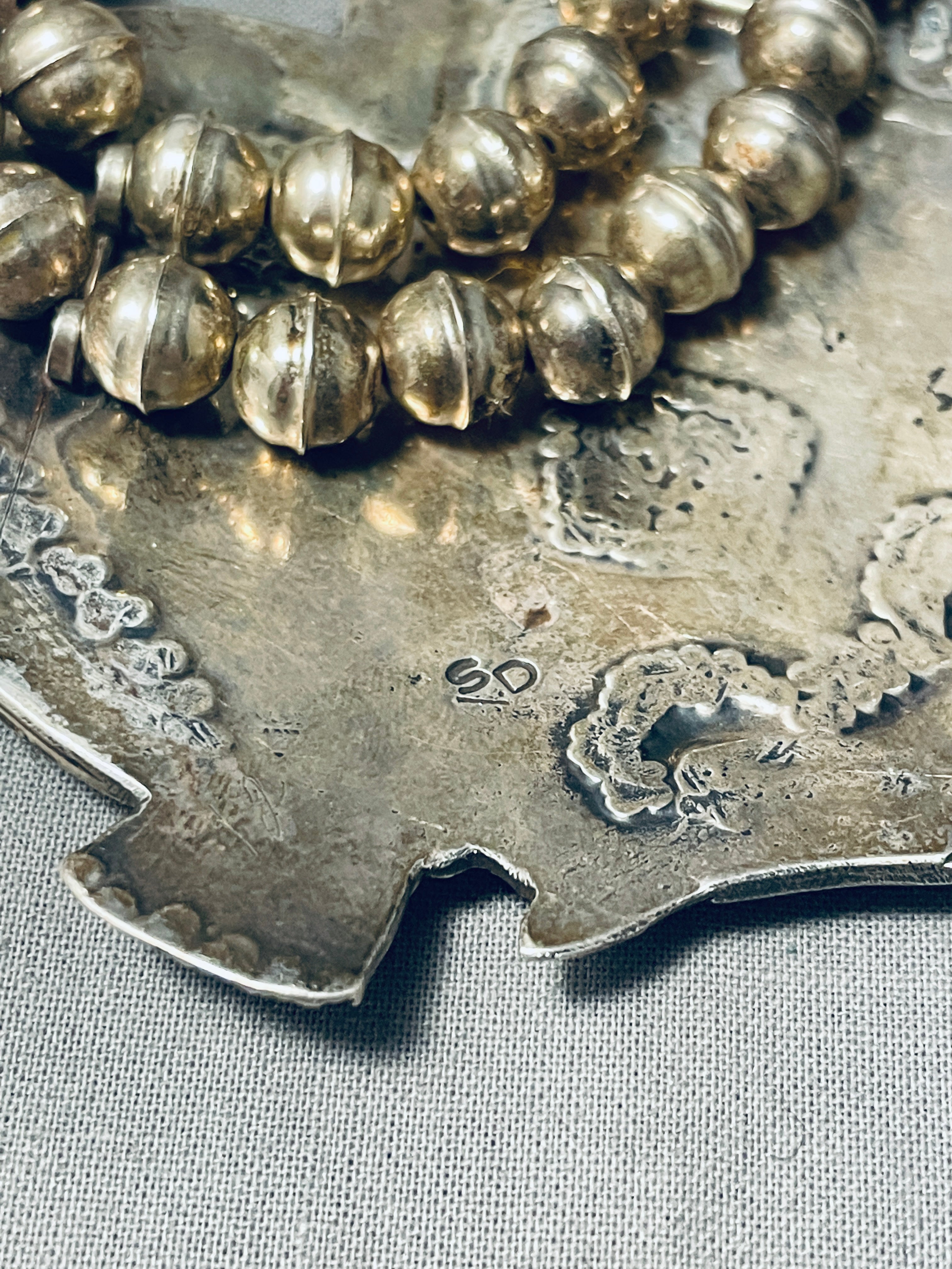 200 Gram Vintage Native American Navajo Sterling Silver Squash Blossom Necklace - Authentic Handmade Jewelry for Women, Perfect for Boho Fashion, Weddings & Special Occasions