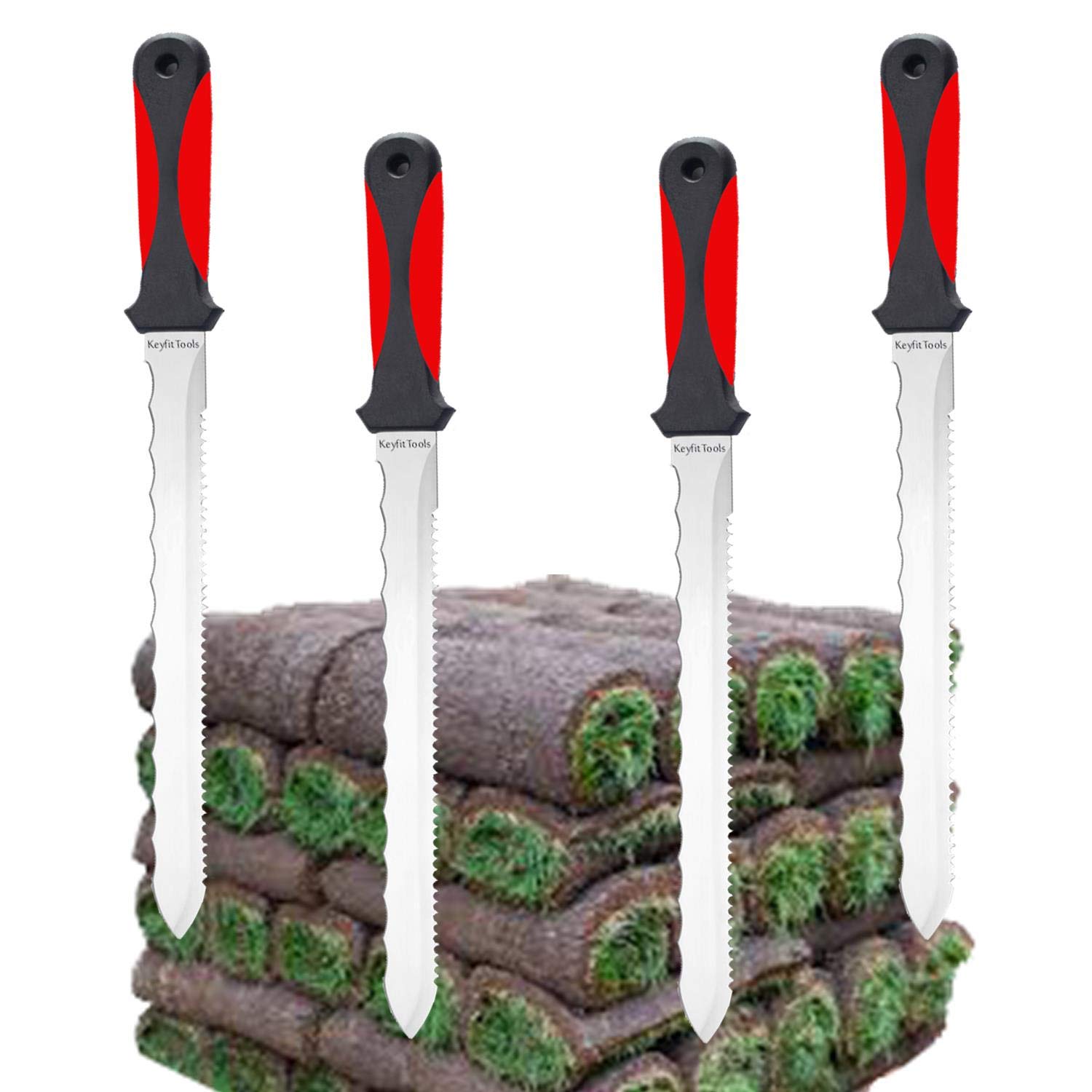 4 Pack Stainless Steel SOD Knife - Professional Landscape Edging Tool for Trimming New Sod, Repairing Sprinkler Heads (Hunter PGP Compatible) - Ideal for Lawn Care, Garden Maintenance & Irrigation System Adjustments